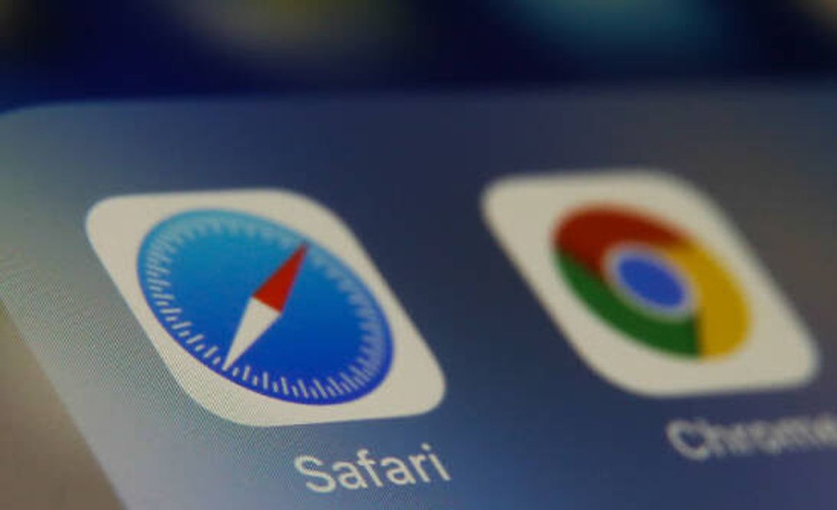 Safari and Google Chrome browsers icons are seen displayed on phone screen in this illustration photo taken in Poland on February 20, 2020. (Photo illustration byJakub Porzycki/NurPhoto via Getty Images)
1202324962
Editorial rightsmanaged
