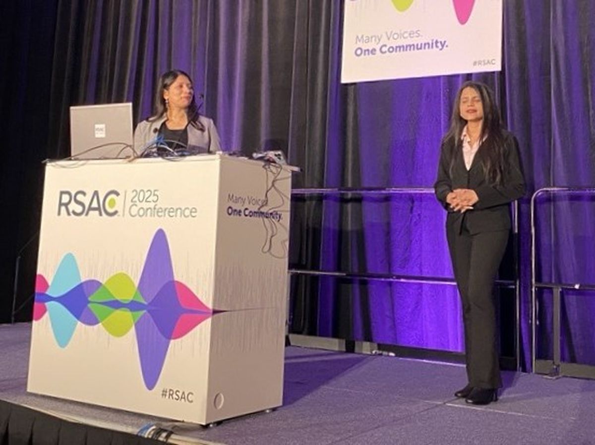 Abhilasha Bhargav-Spantzel (left) and Aditi Shah of Microsoft discuss the importance of inclusivity in identity management.