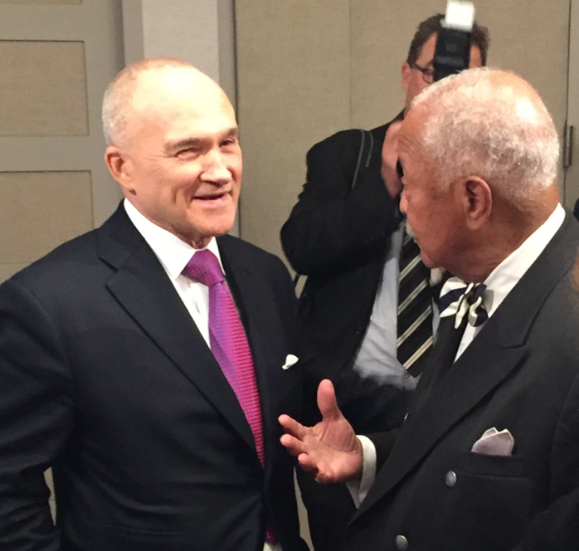 Former NYPD Commisioner Ray Kelly (left) and former NY City Mayor David Dinkins