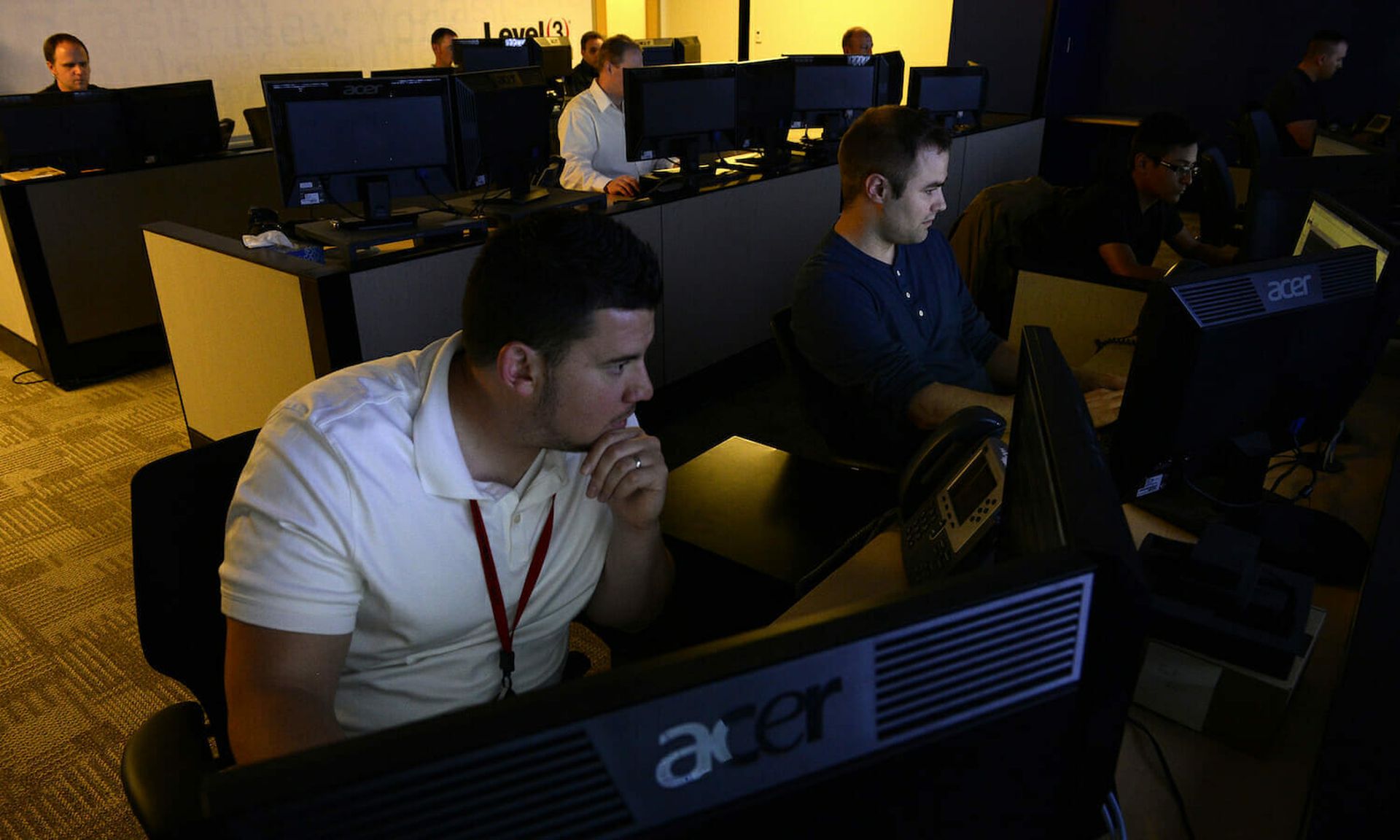 A security technician in the Security Operation Center at Level 3 Communications , monitors continuous malware, phishers and hackers worldwide on the company’s threat map  at their headquarters in Broomfield, Colorado. (Helen H. Richardson/ The Denver Post)