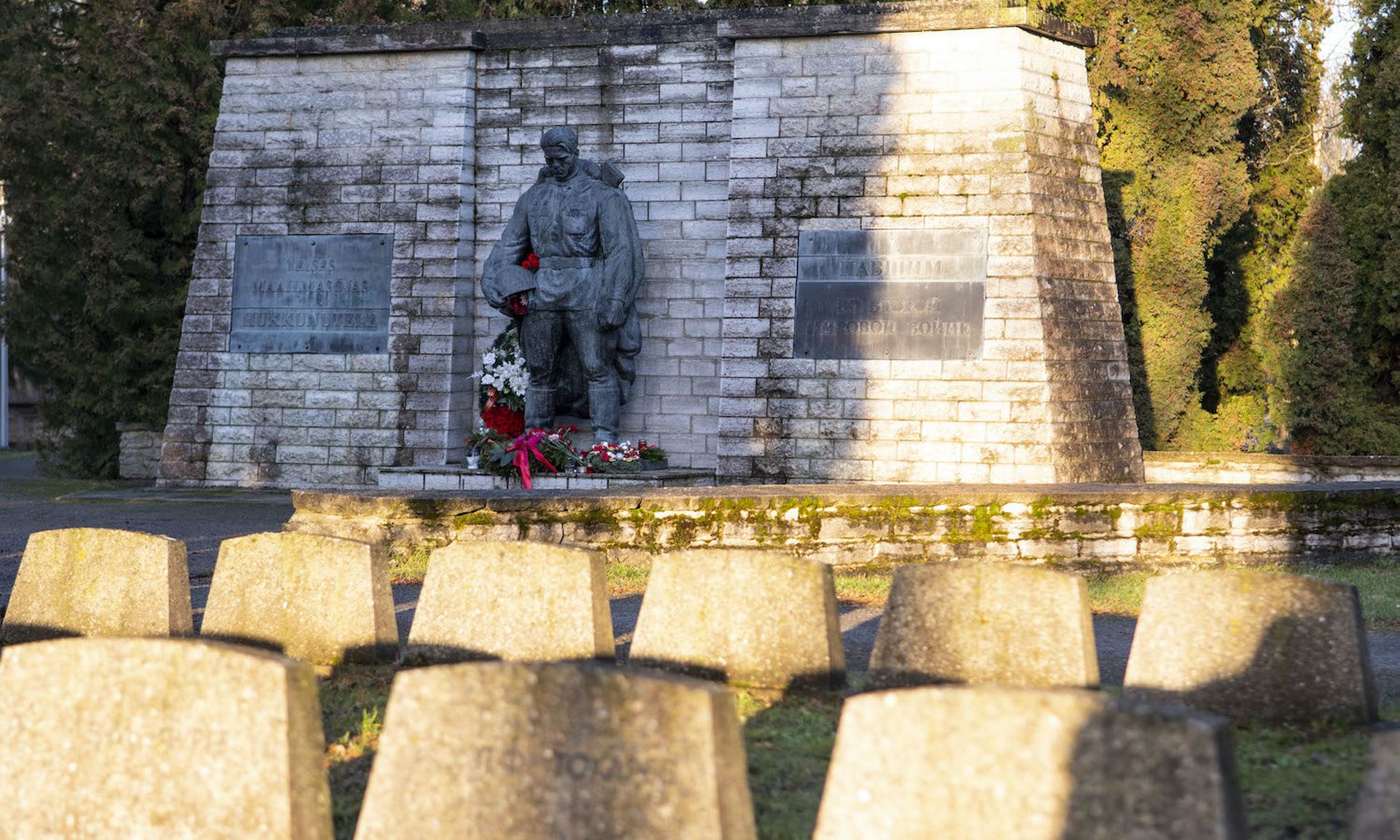 The “Bronze Soldier” monument honoring the Soviet sacrifice during WWII is seen at its new home at a veterans cemetery on January 9, 2020 in Tallinn, Estonia.  Estonians see the monument as a celebration of Soviet occupation and had it moved to this less central location.  This relocation triggered a wave of Russian cyberattacks in 2007...