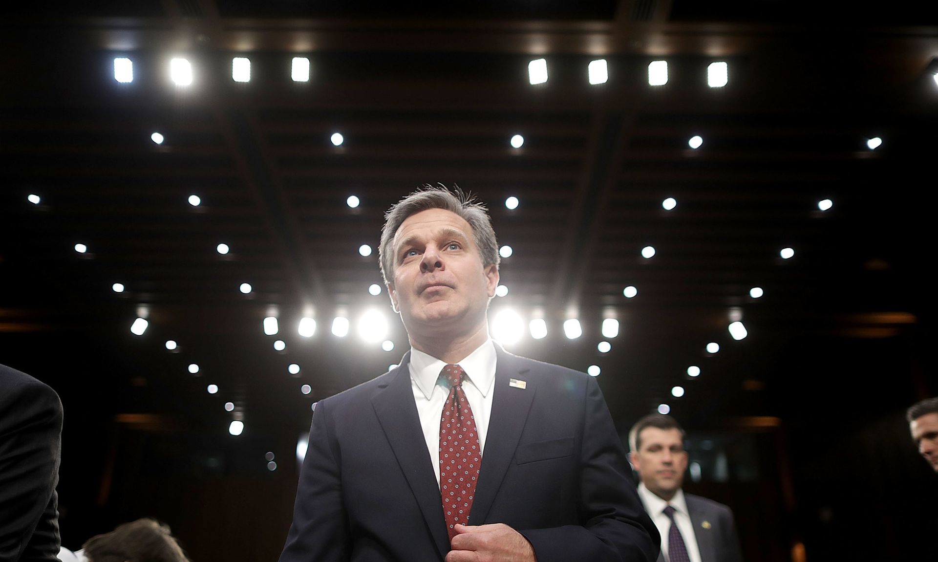 WASHINGTON, DC –  Federal Bureau of Investigation Director Christopher Wray arrives to testify before the Judiciary Committee in the Hart Senate Office Building on Capitol Hill June 18, 2018 in Washington, DC. Wray said China is a big threat to the U.S. (Photo by Chip Somodevilla/Getty Images)