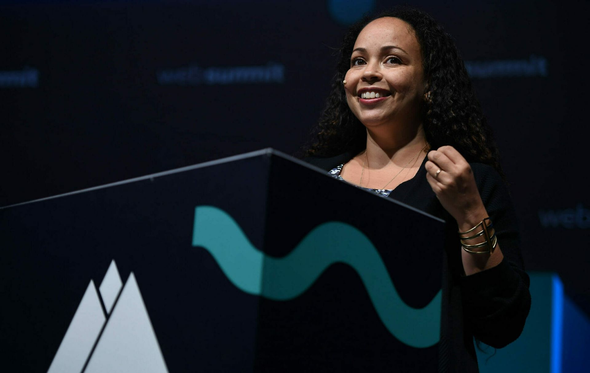 Window Snyder speaks during Web Summit 2017 at Altice Arena in Lisbon. (Cody Glenn/Web Summit via Sportsfile)