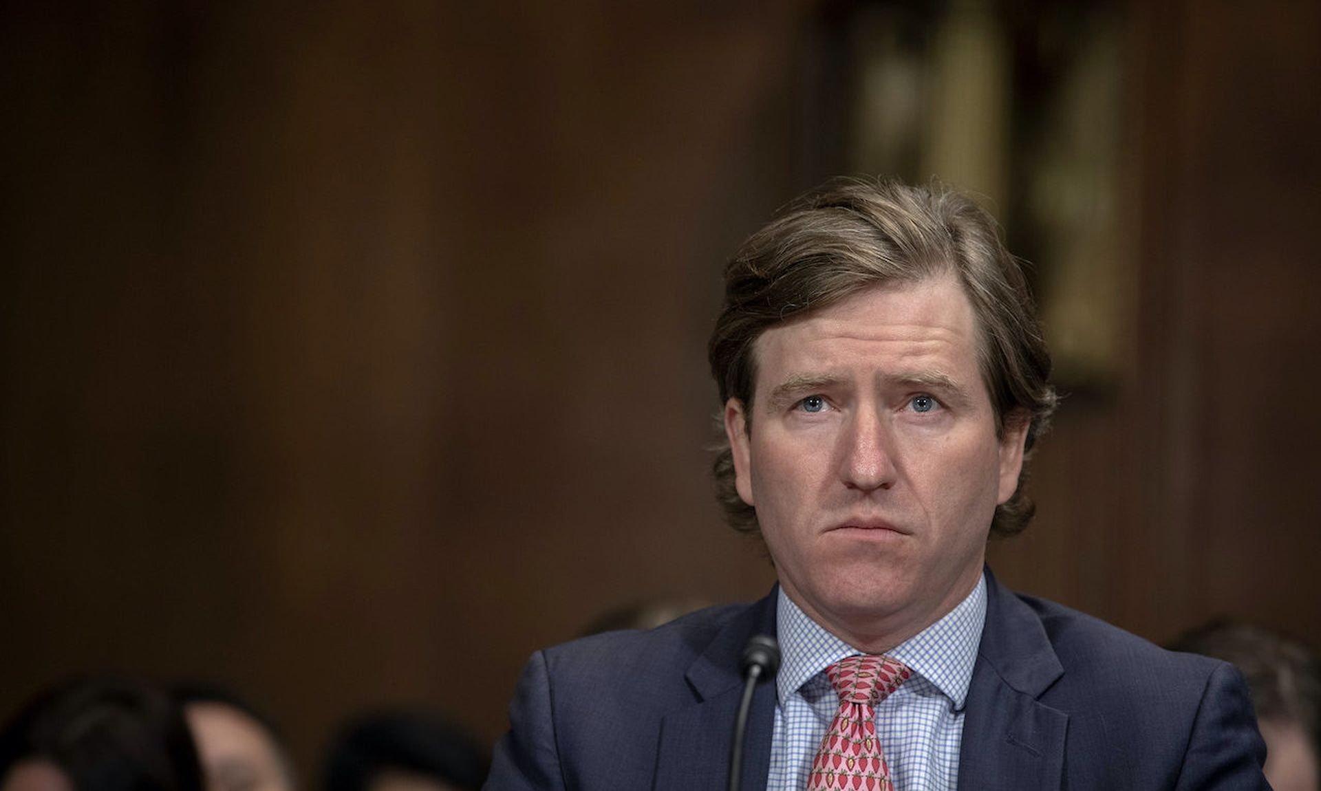 Chris Krebs, then director of the Homeland Security Department’s Cybersecurity and Infrastructure Security Agency, speaks before the Senate Judiciary Committee on May 14, 2019 in Washington, DC. (Photo by Tasos Katopodis/Getty Images)
