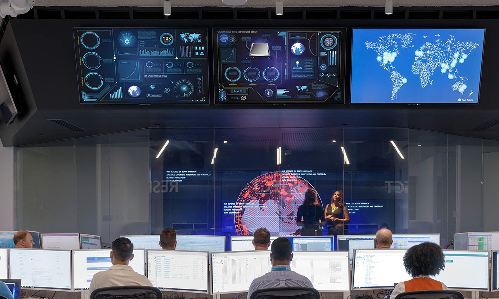 A look inside Microsoft&#8217;s security intelligence center. (Microsoft)