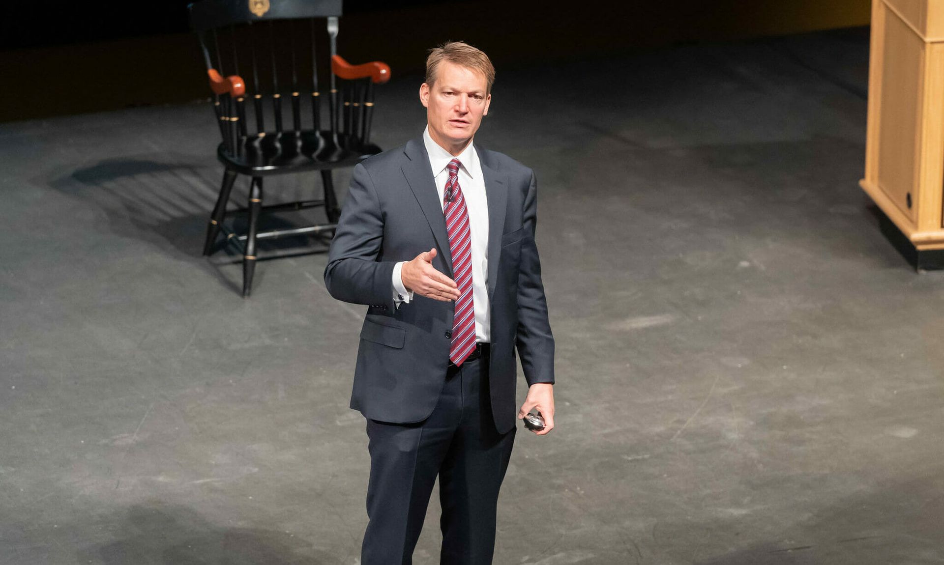 FireEye CEO Kevin Mandia, seen giving a cyber lecture at the U.S. Naval Academy, was the first to sound the alarm bells about the SolarWinds hack, after detecting a breach in FireEye’s own systems. (United States Naval Academy)