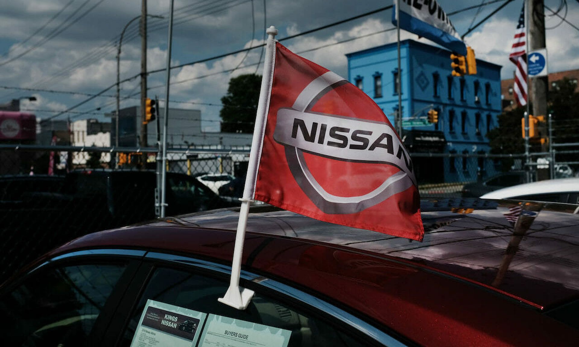 Nissan cars are displayed at a dealership on July 25, 2019 in New York City. The company experienced a source code leak, due to a misconfigured Git server.  (Spencer Platt/Getty Images)
