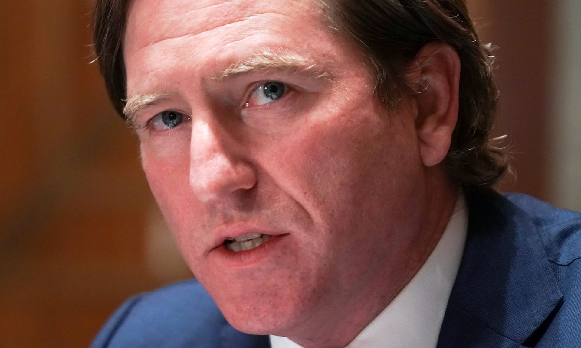 Chris Krebs, former director of the Cybersecurity and Infrastructure Security Agency, testifies during a Senate Homeland Security and Governmental Affairs Committee hearing to discuss election security and the 2020 election process on December 16, 2020 in Washington, DC.   (Photo by Greg Nash-Pool/Getty Images)