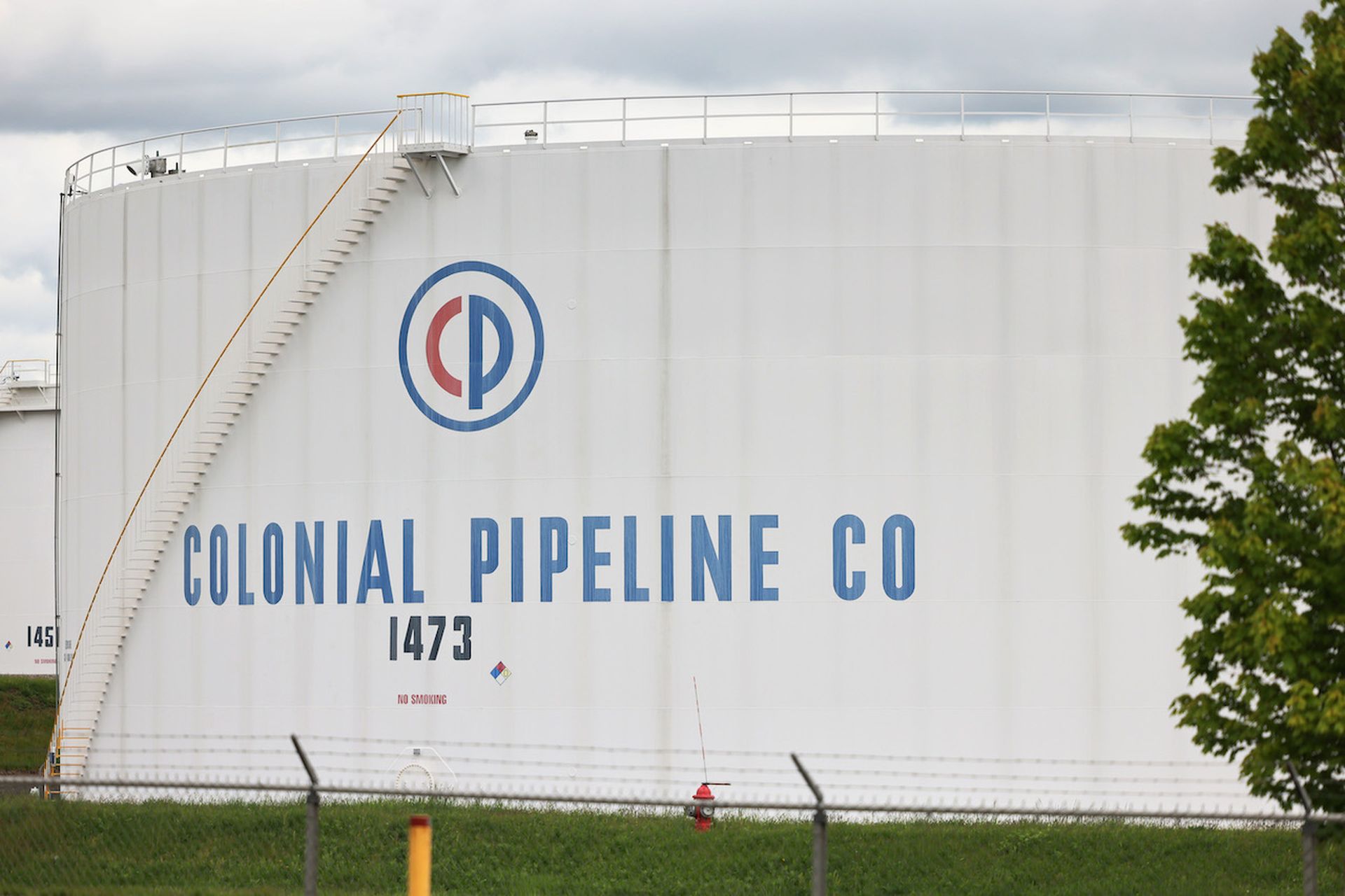 Fuel holding tanks are seen at Colonial Pipeline&#8217;s Linden Junction Tank Farm on May 10, 2021 in Woodbridge, New Jersey. (Photo by Michael M. Santiago/Getty Images)