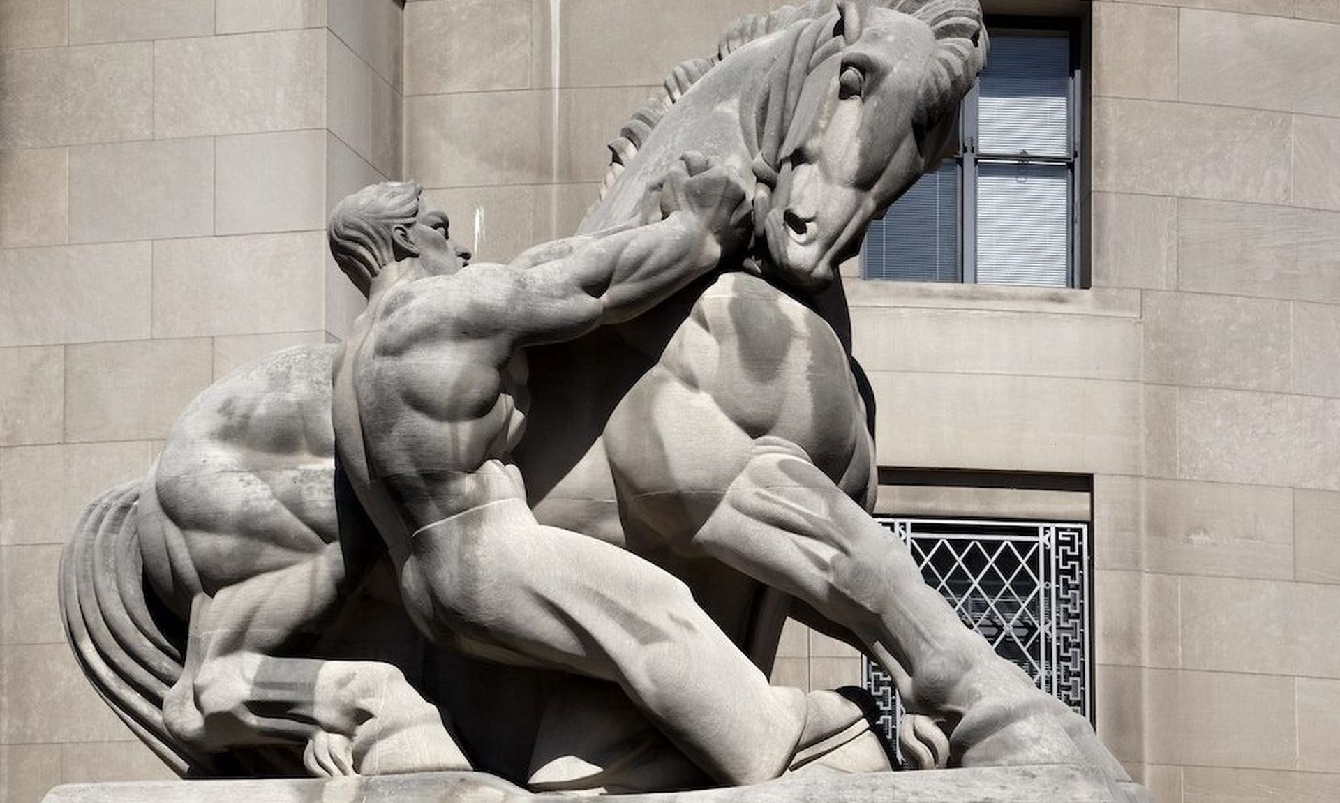 Seen here, “One is Man Controlling Trade,” the 1942 statue by Michael Lantz, at Federal Trade Commission. (Library of Congress)