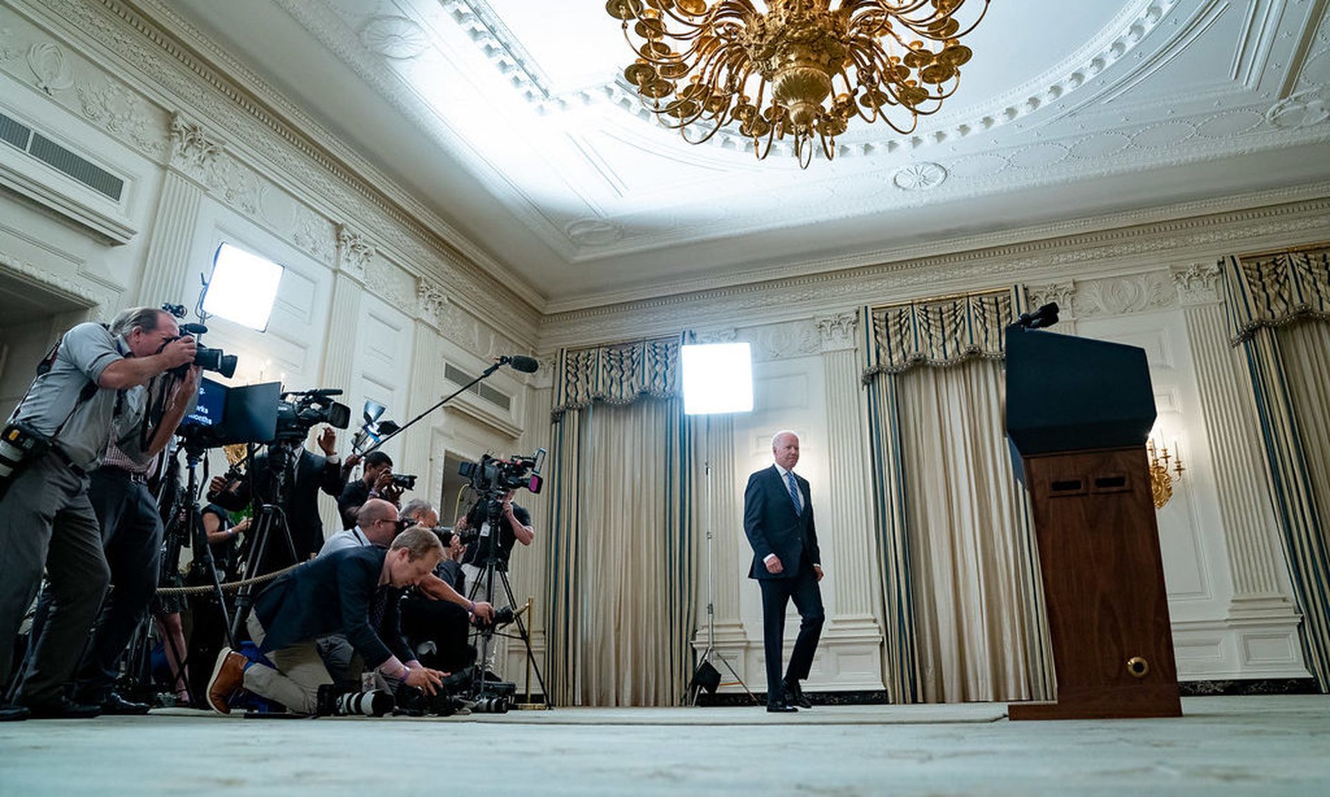 President Joe Biden delivers remarks on the economy, Monday, July 19, 2021 in the State Dining Room of the White House. (Official White House Photo by Erin Scott)