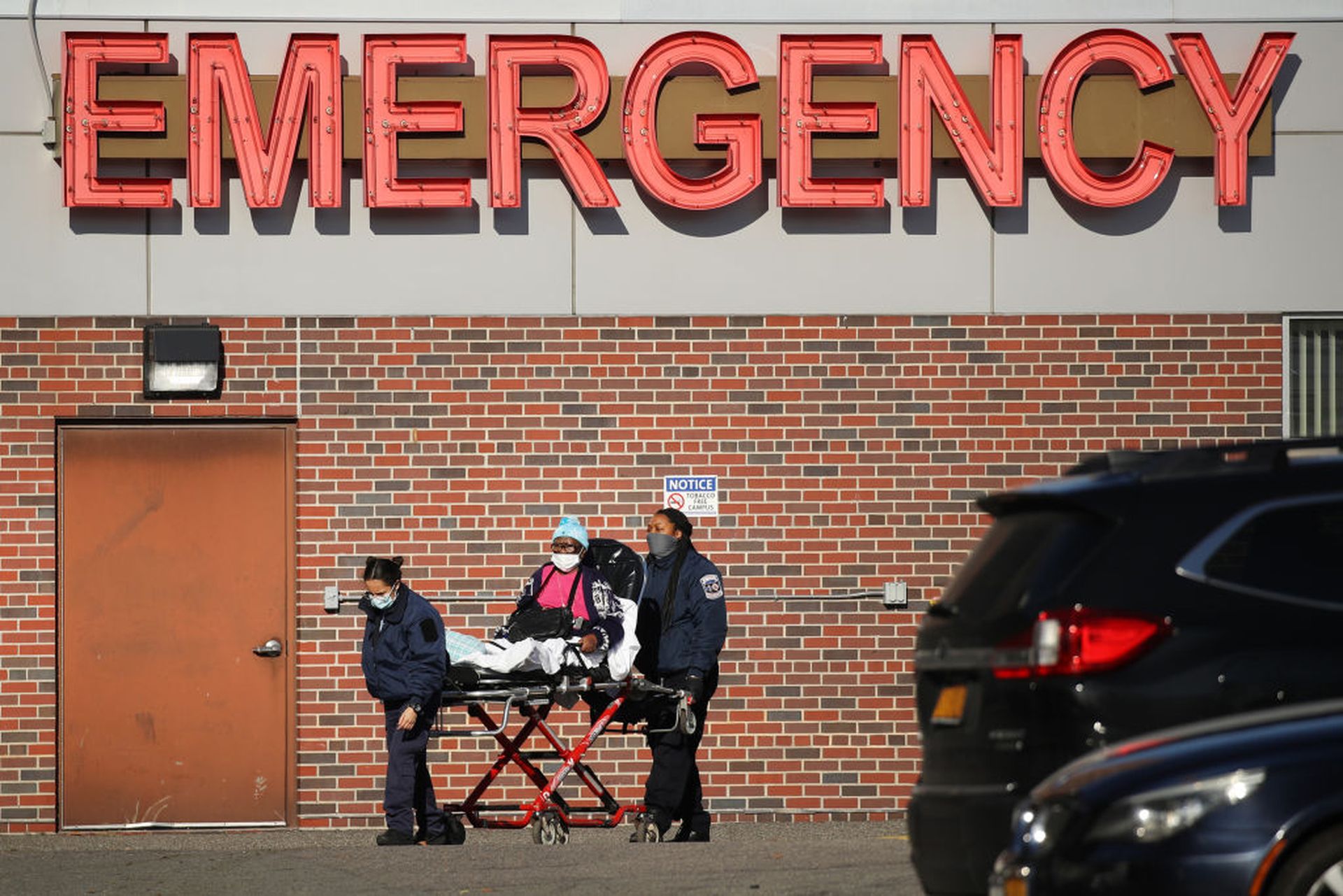 Medical workers tend to a patient at a Brooklyn hospital that has seen a rise in coronavirus-related cases on Dec. 15, 2020, in New York City. (Photo by Spencer Platt/Getty Images)