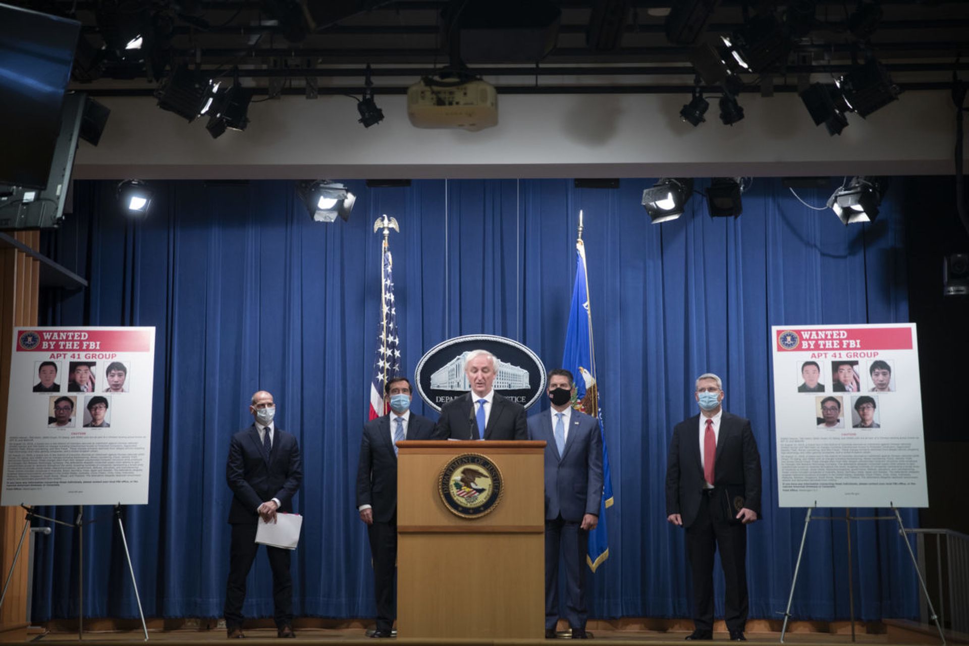 Deputy Attorney General Jeffery Rosen speaks to the media about charges and arrests related to a computer intrusion campaign tied to the Chinese government by a group called APT 41 at the Department of Justice on Sept. 16, 2020, in Washington. A recent tranche of government IT modernization funding reflects the federal government&#8217;s growing pr...