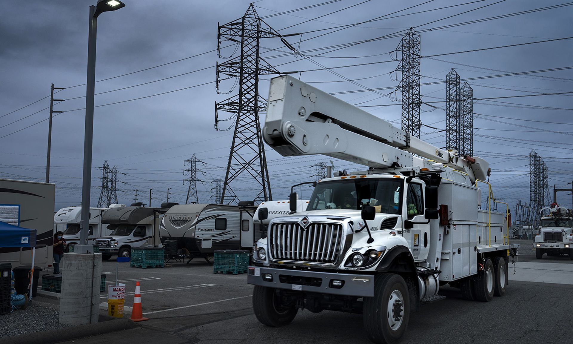 The sequestered worker site at the Mira Loma grid management system for South California Edison on June 5, 2020, in Ontario, California.(Photo by Brent Stirton/Getty Images)