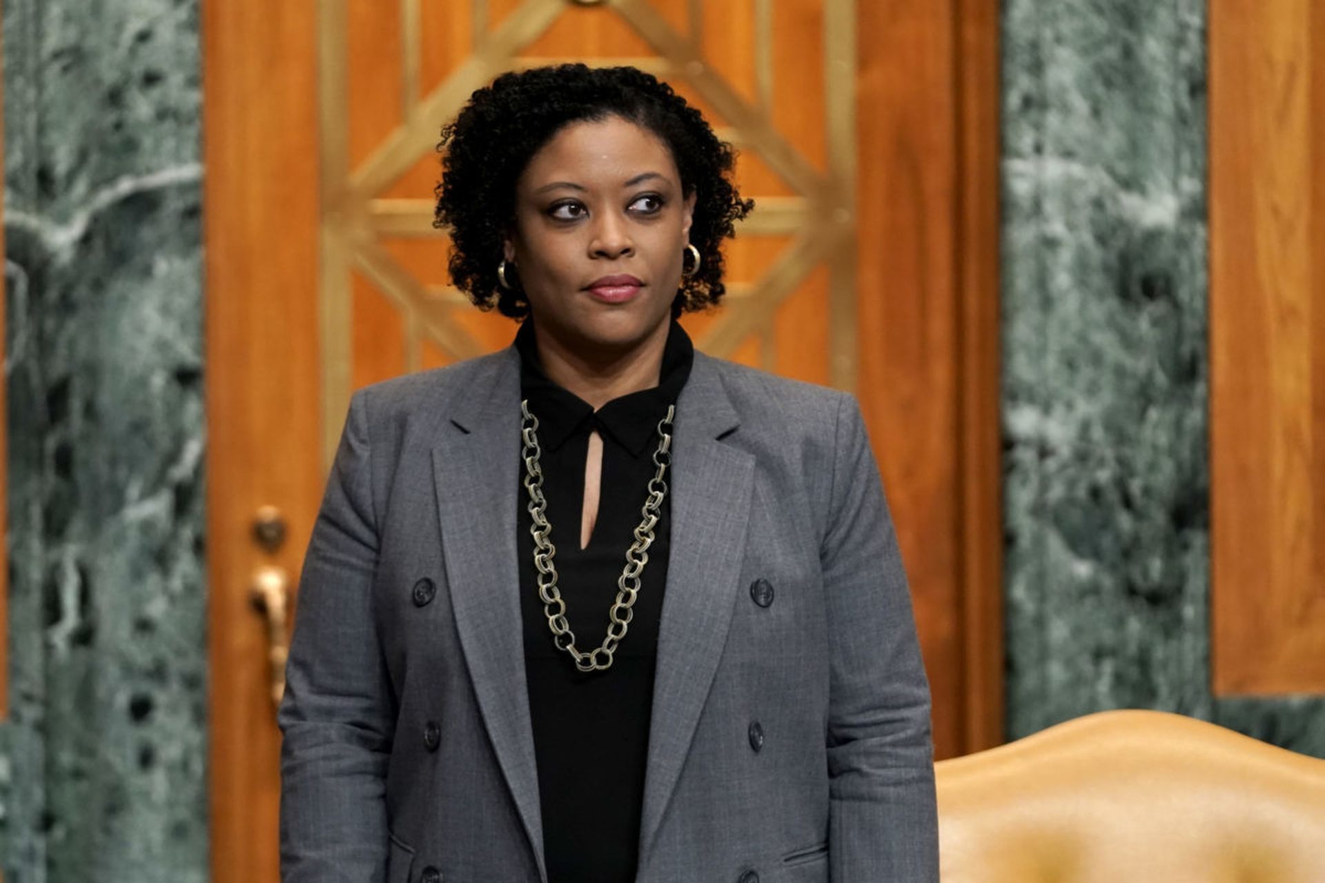 Office of Management and Budget director Shalanda Young is seen prior to a Senate Budget Committee hearing on June 8, 2021 in Washington, DC. Young issued a memo to agencies directing them to take a series of actions over the next six months to prepare their IT assets and architecture to support the implementation of endpoint detection and response...