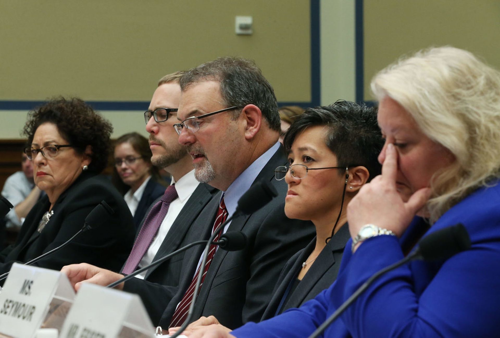 Former Federal CIO Tony Scott (middle) listens to questions during a House Oversight and Government Reform Committee hearing on Capitol Hill June 16, 2015 in Washington, DC. Scott was appointed President and CEO of Intrusion Inc on Nov. 11. (Photo by Mark Wilson/Getty Images)