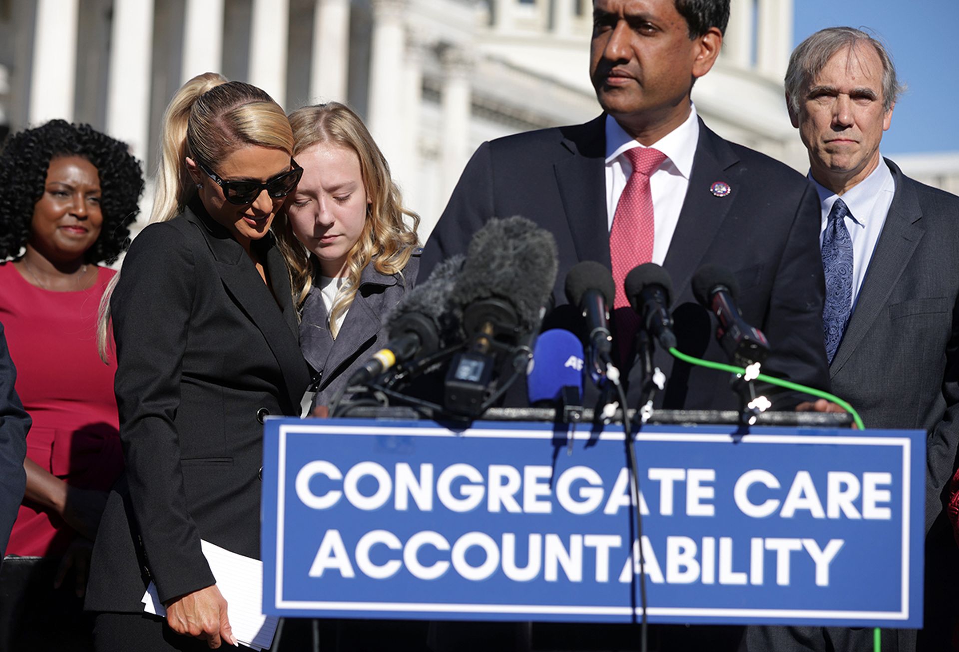 U.S. Rep. Ro Khanna, D-Calif., fourth from left, speaks during a news conference outside the U.S. Capitol Oct. 20, 2021, n Washington. Khanna&#8217;s said his version of the Endless Frontier Act could get a vote in the House in January as lawmakers seek to protect the nation&#8217;s supply of critical semiconductor computer  chips. (Photo by Alex W...