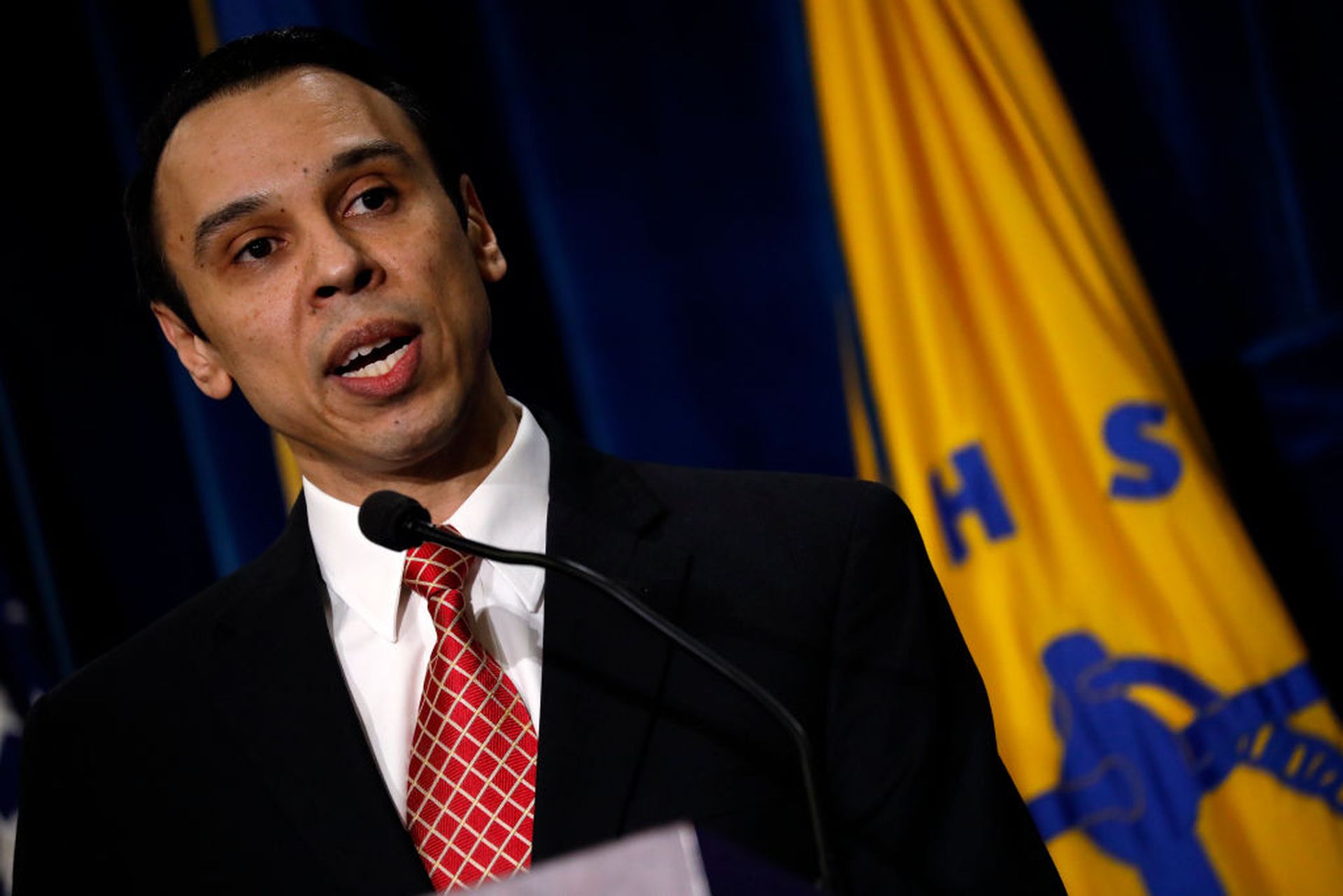 Former HHS OCR Director Roger Severino at a 2018 news conference in Washington, DC. Severino recently spoke on his tenure, HIPAA right of access, and compliance during a Clearwater presentation. (Photo by Aaron P. Bernstein/Getty Images)