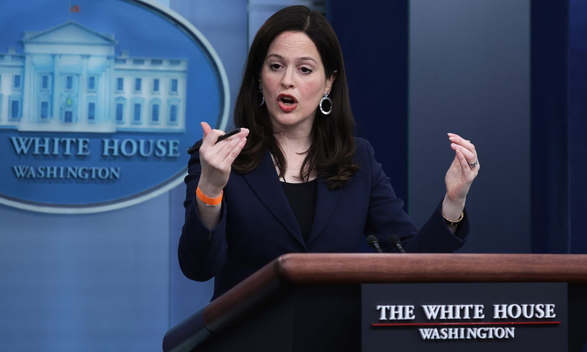 U.S. Deputy National Security Advisor for Cyber and Emerging Technology Anne Neuberger speaks during a White House press briefing on March 21, 2022 in Washington. (Photo by Alex Wong/Getty Images)
