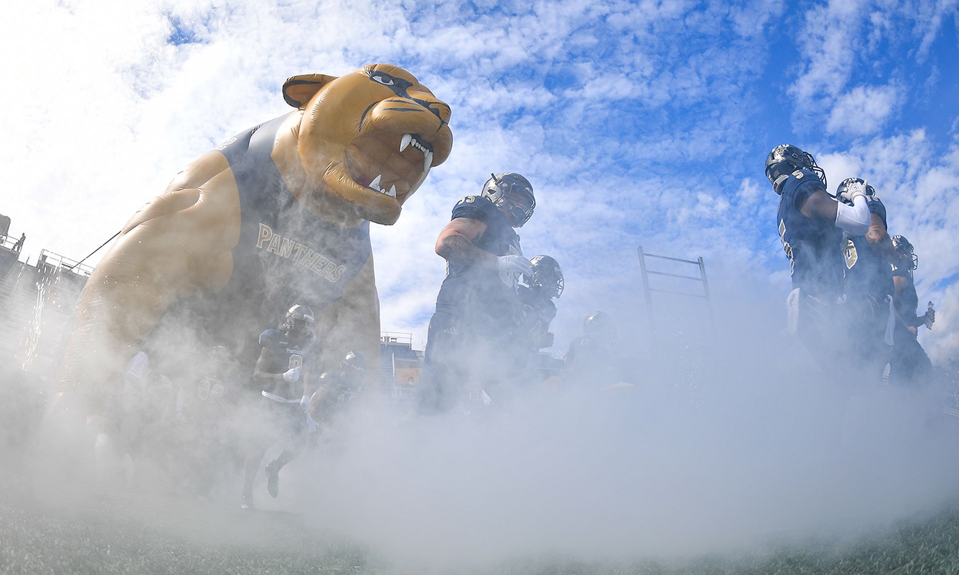 The panther represents the looming threat of cybercrime. Pictured: FIU Golden Panthers take the field before the game against the Marshall Thundering Herd at Ricardo Silva Stadium on Nov. 24, 2018, in Miami. (Photo by Mark Brown/Getty Images)