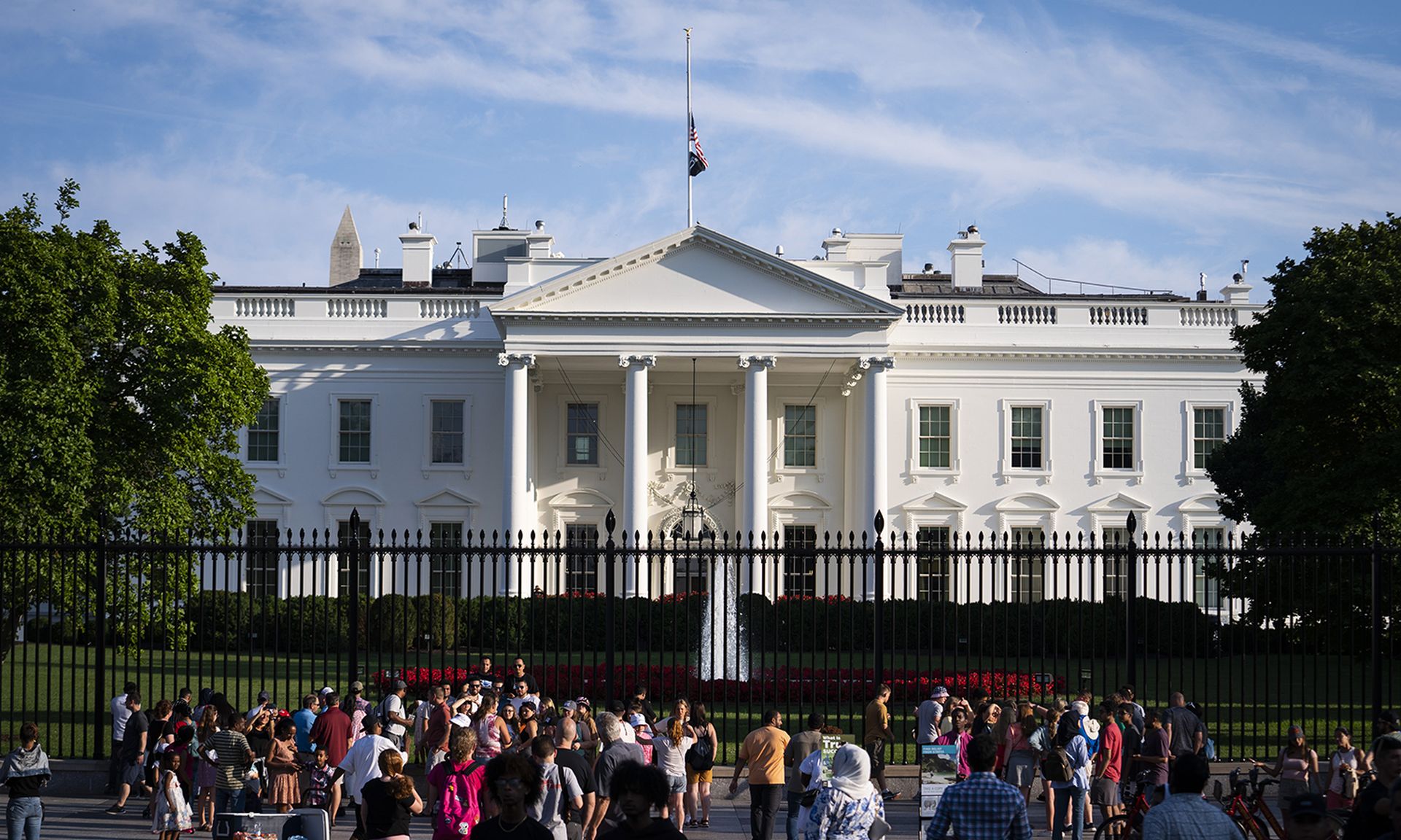 The White House is seen from Lafayette Park in Washington.