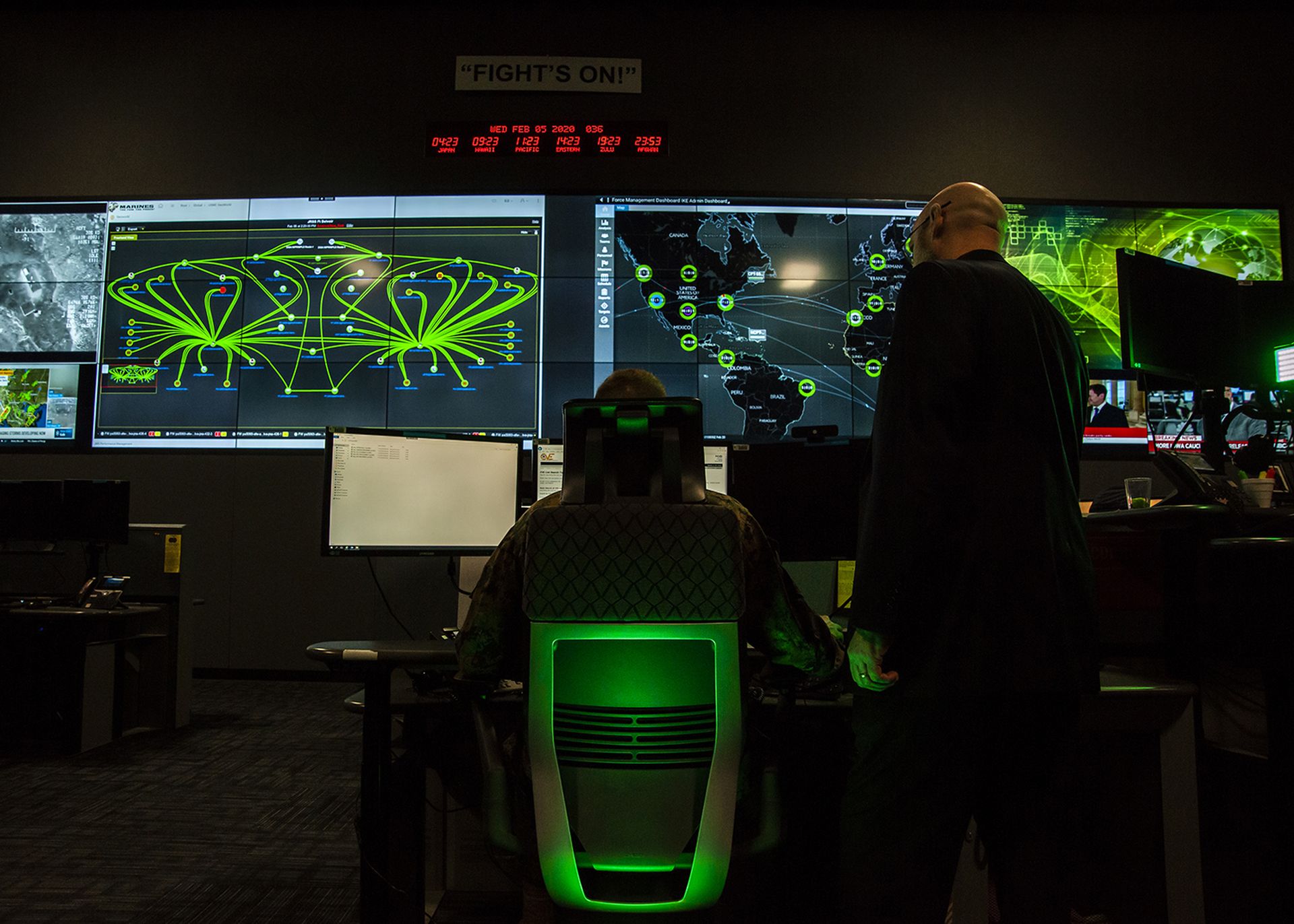 Cybersecurity personnel work in a cyber operations center