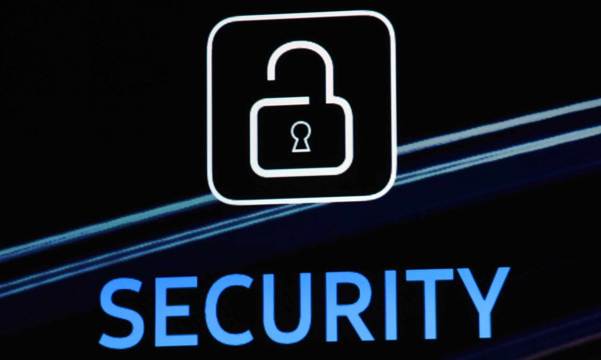 A security logo is shown on screen