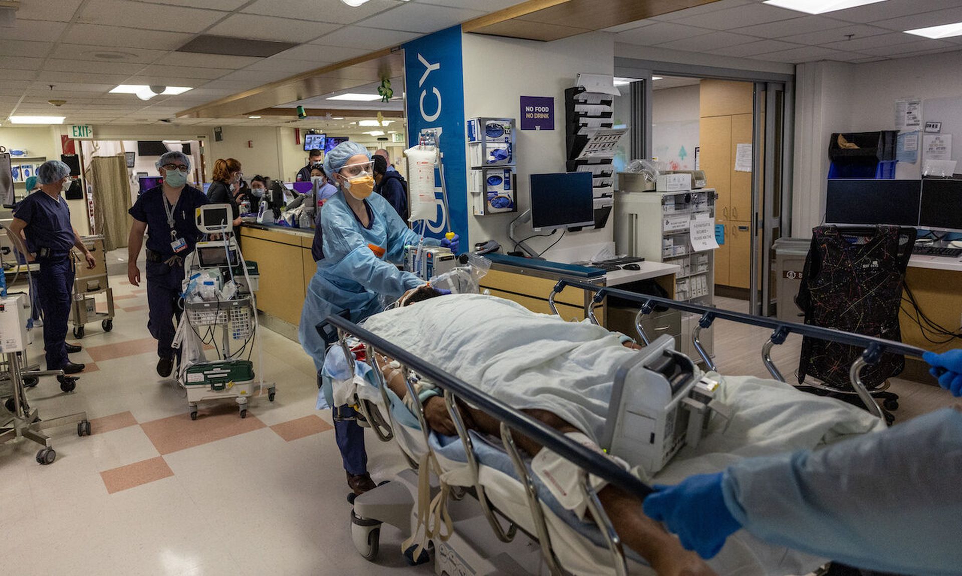 Medical personnel wheel a patient to the operating room of Harborview Medical Center on March 09, 2022 in Seattle, Washington. Security challenges facing healthcare organizations are complex, requiring a layered approach. (Photo by John Moore/Getty Images)