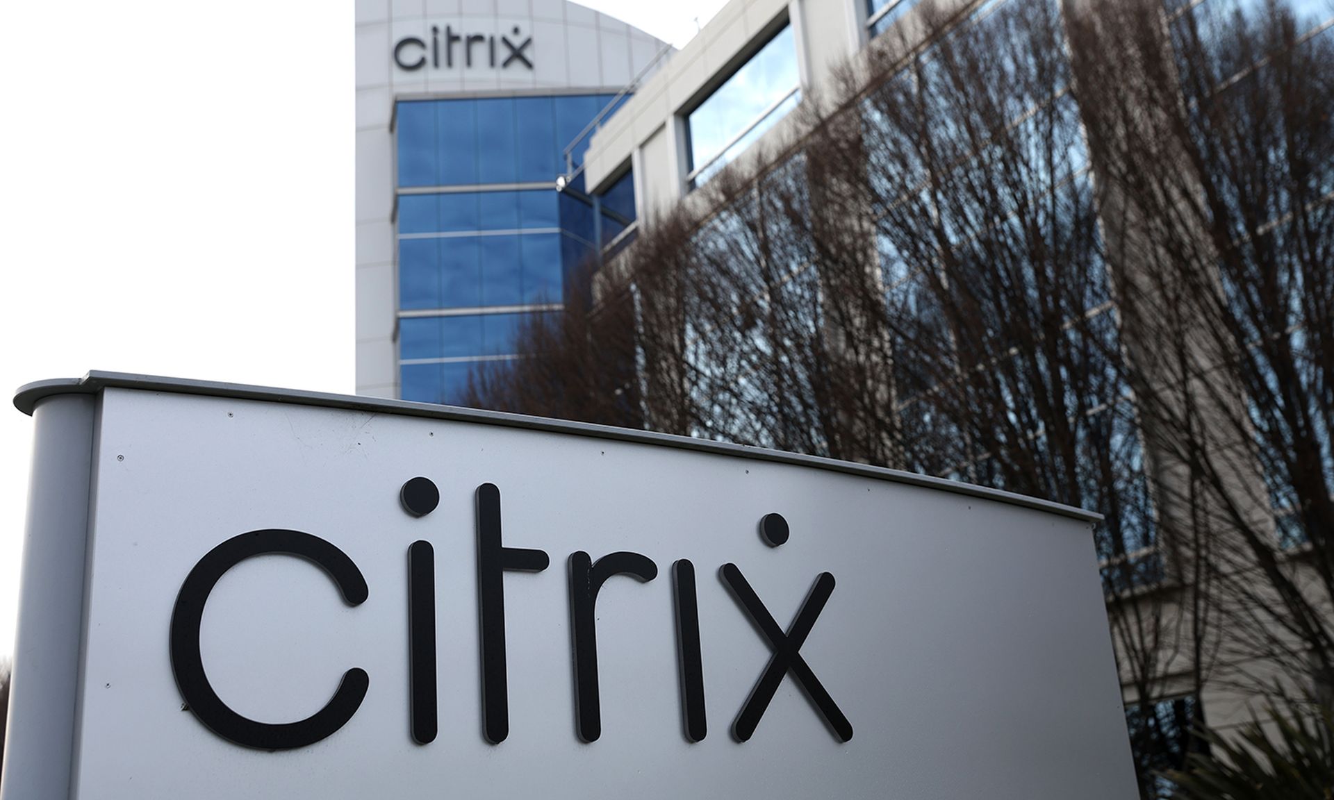 A sign is posted in front of a Citrix office complex