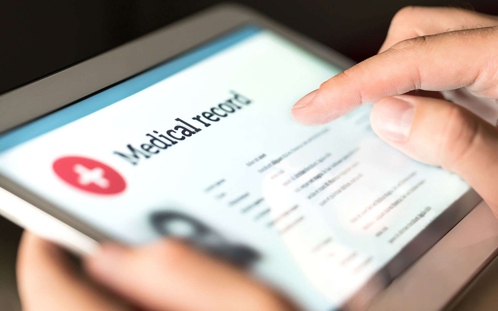 Electronic medical record with patient data and health care info