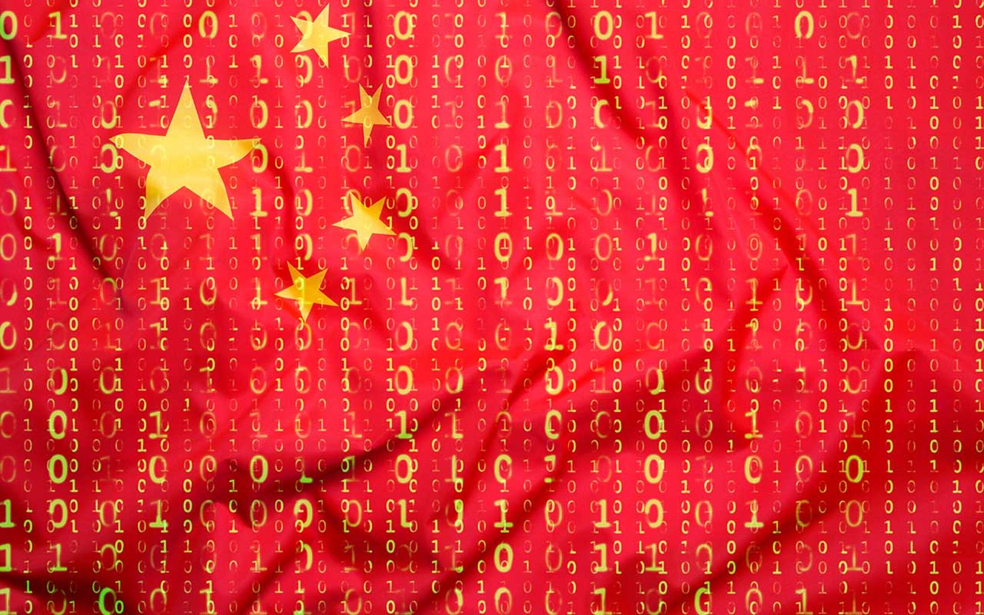 Binary code with China flag