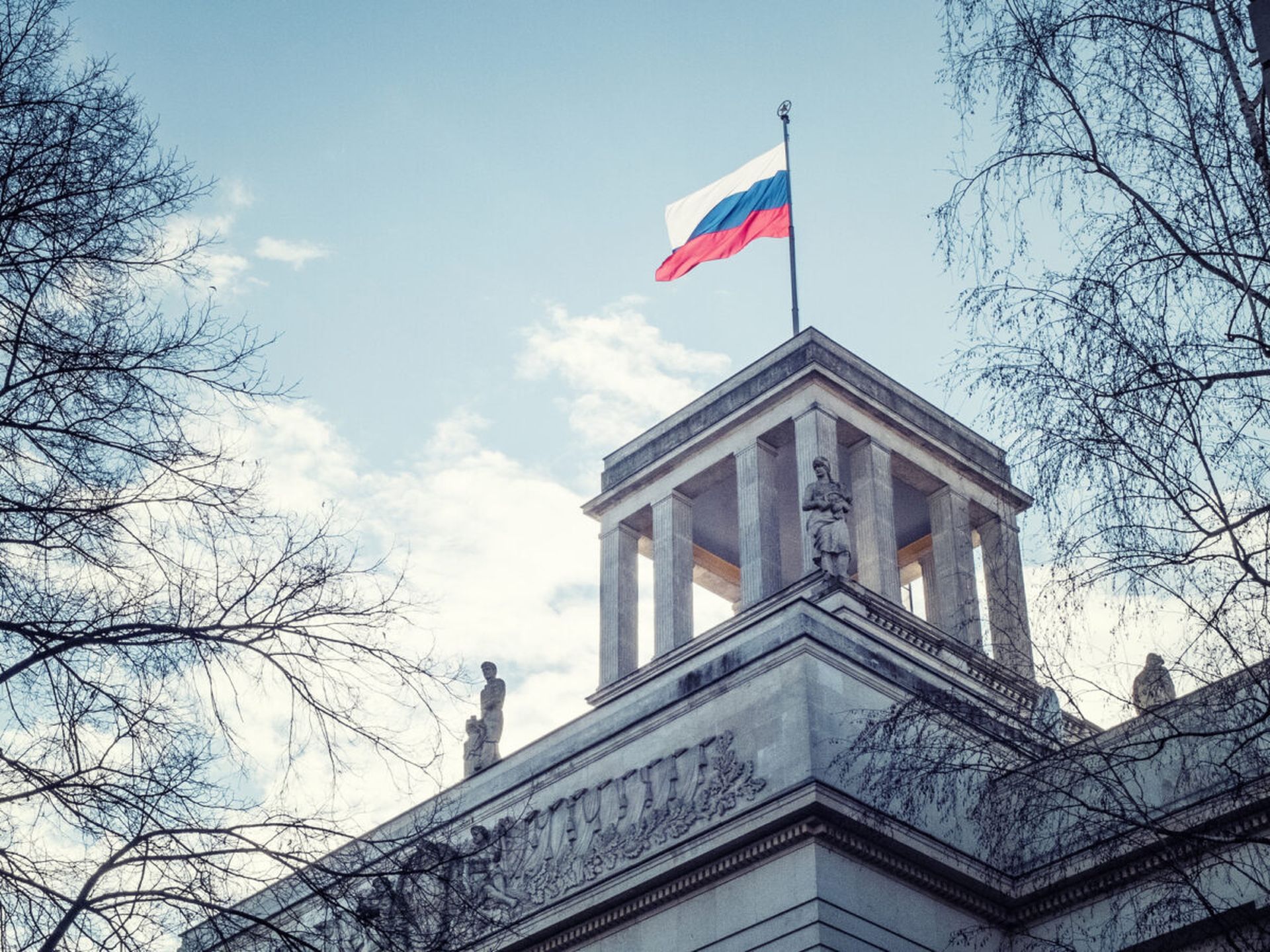 The Russian embassy in Berlin is seen. The Russian government claims a mobile malware campaign uncovered by Kaspersky was directed by the U.S. government and also targeted their embassy staff and a range of other countries. (Credit: Terroa via Getty Images)