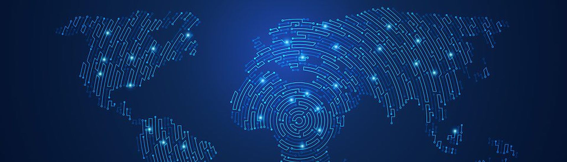 concept of global network or digital technology communication, graphic of world map combined with electronic board pattern