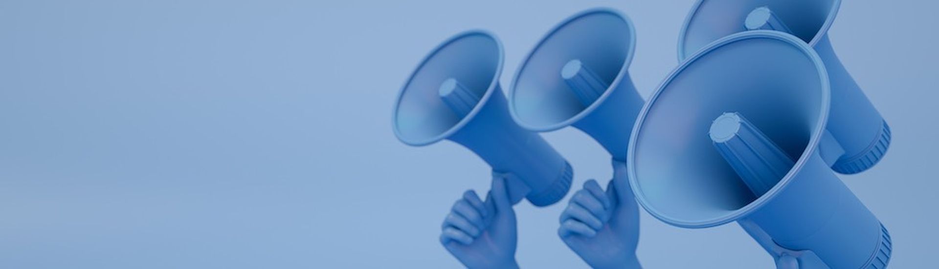 3d rendering of man is holding megaphone in his hand. Advertisement, announcement message.