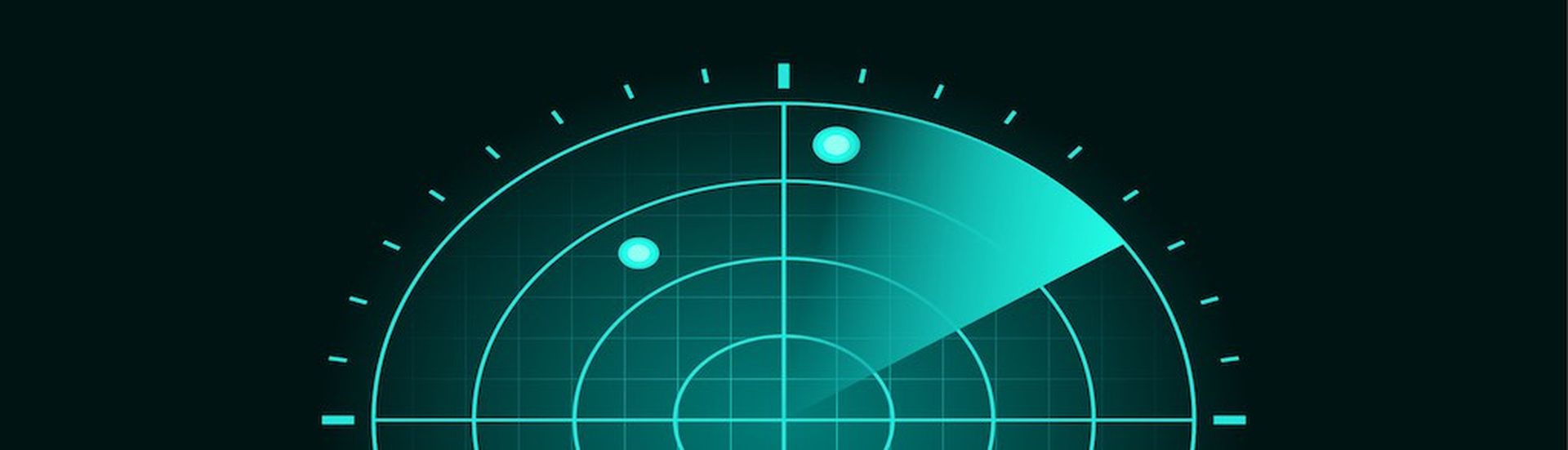 Blue military radar screen with grid coordinates and positioning. The scanner axis is spinning around the center and a detected object (plane or missile) is observed on the top half.