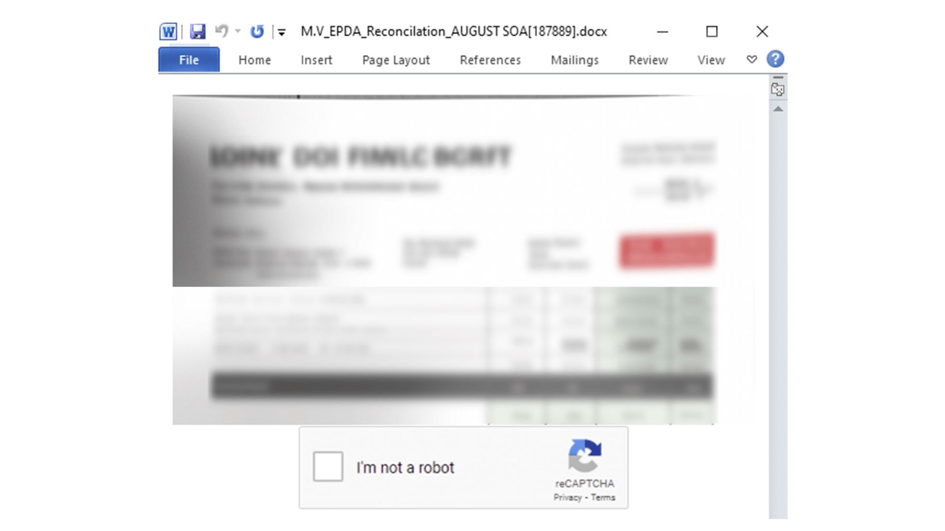 A malicious Word document