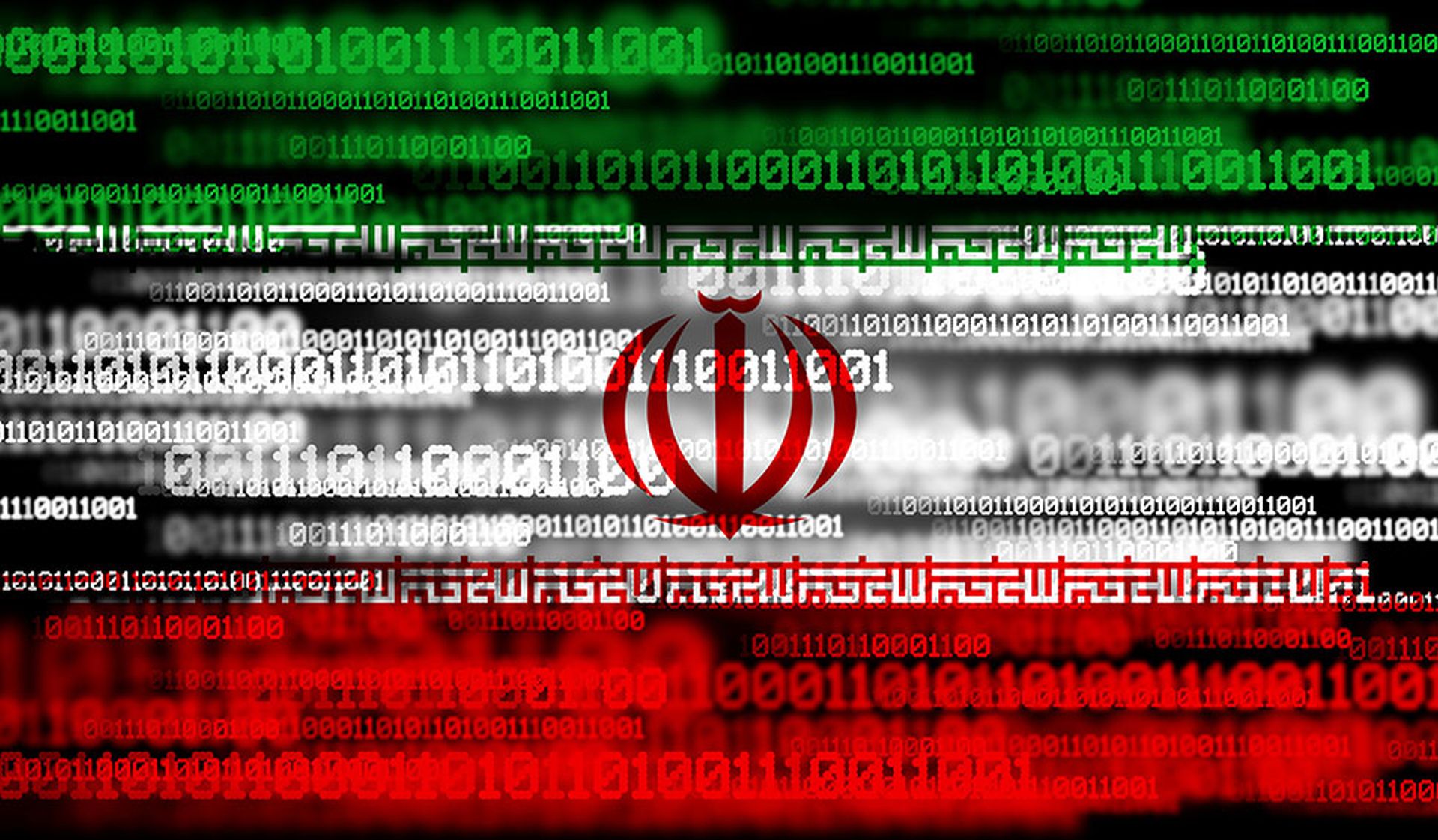 Flag of Iran on binary code