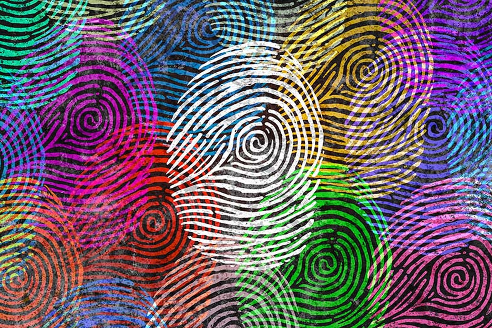 Diversity identity and privacy concept and personal private data symbol as diverse finger prints or fingerprint icons and census population in a 3D illustration style.