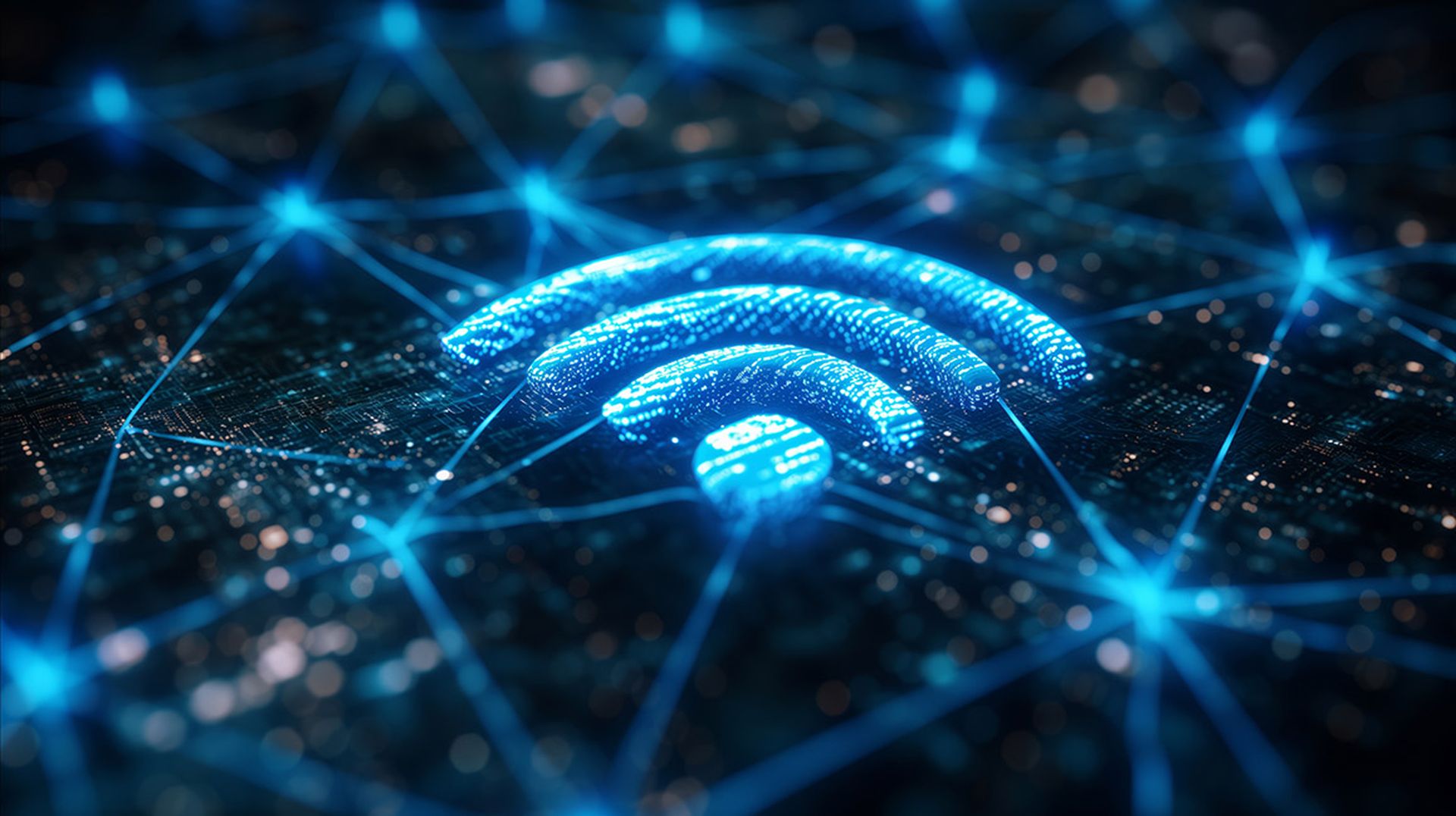 Wireless network and connection abstract data background with wifi symbol