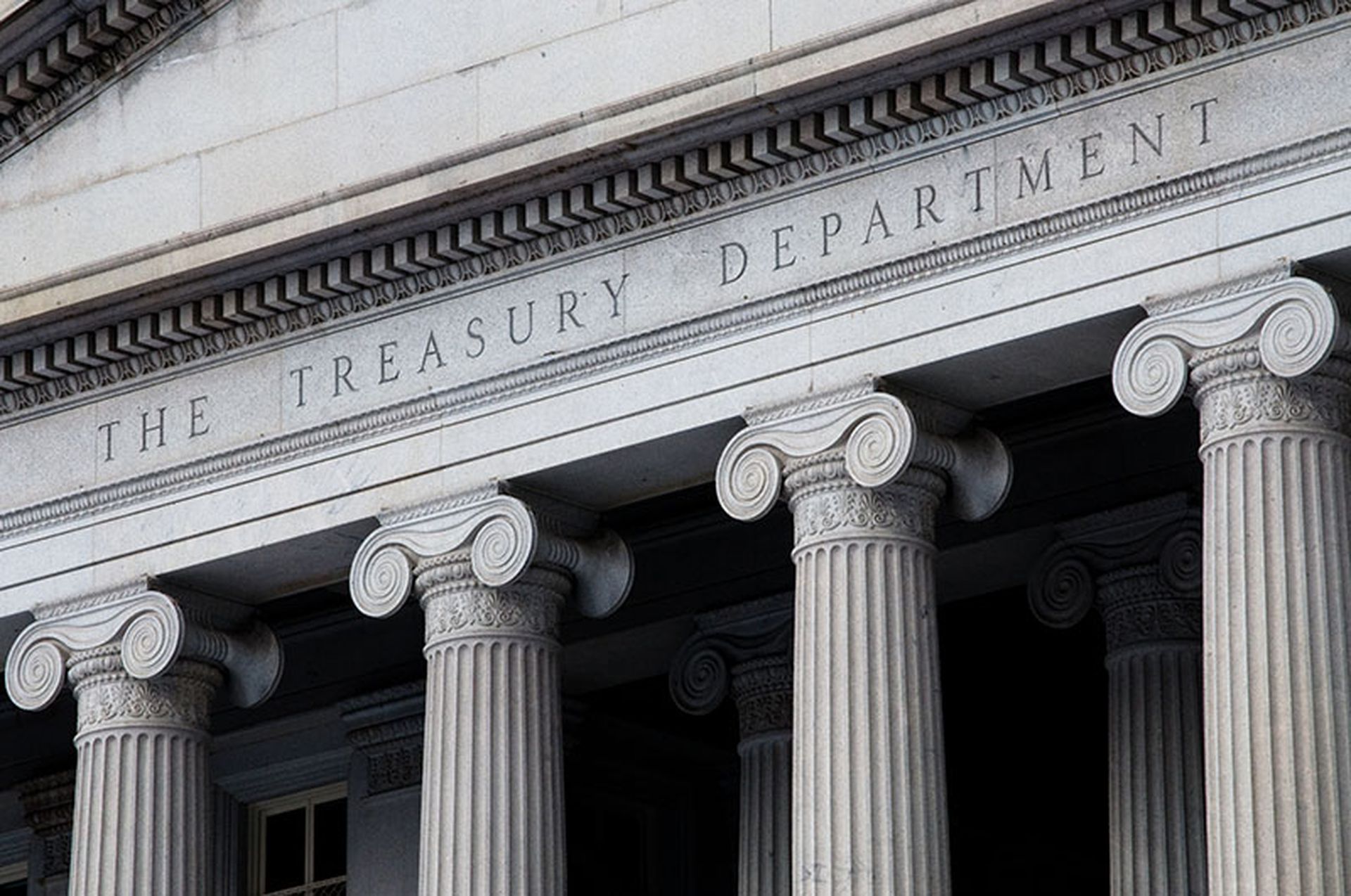 The United States Treasury Department building in Washington, D.C.