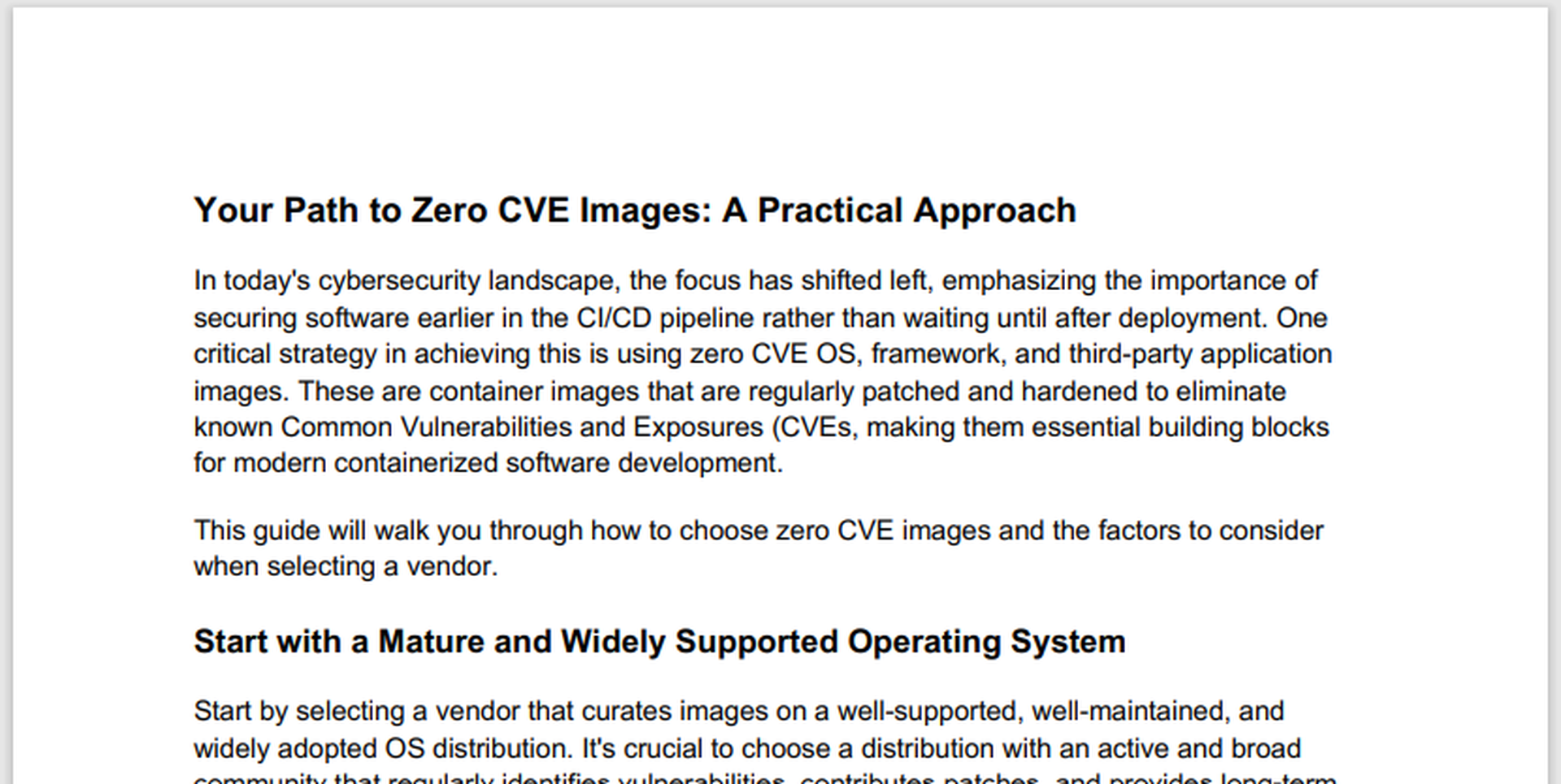 Your Path to Zero CVE Images: A Practical Approach