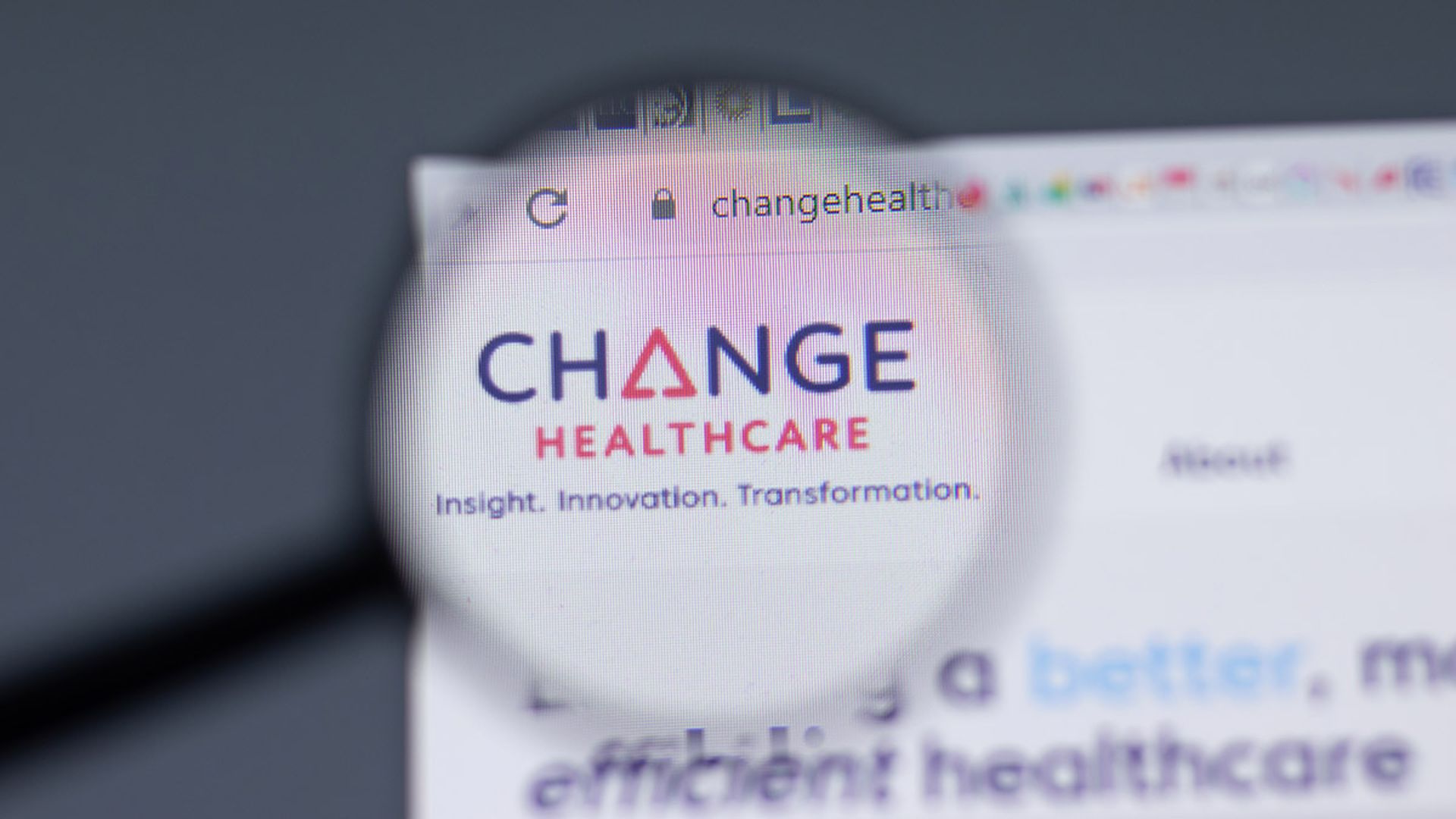 Change Healthcare logo close up on website page