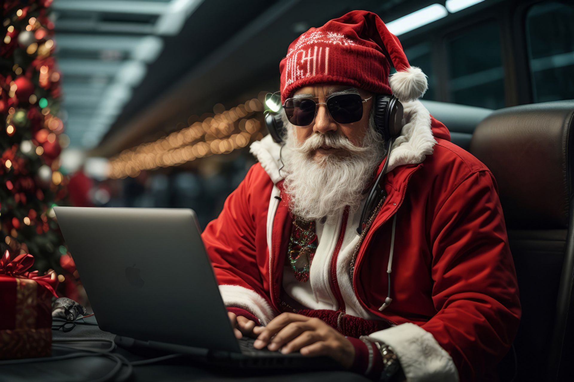 This holiday season, Santa Claus is upgrading his look with a hacker hoodie and sunglasses.