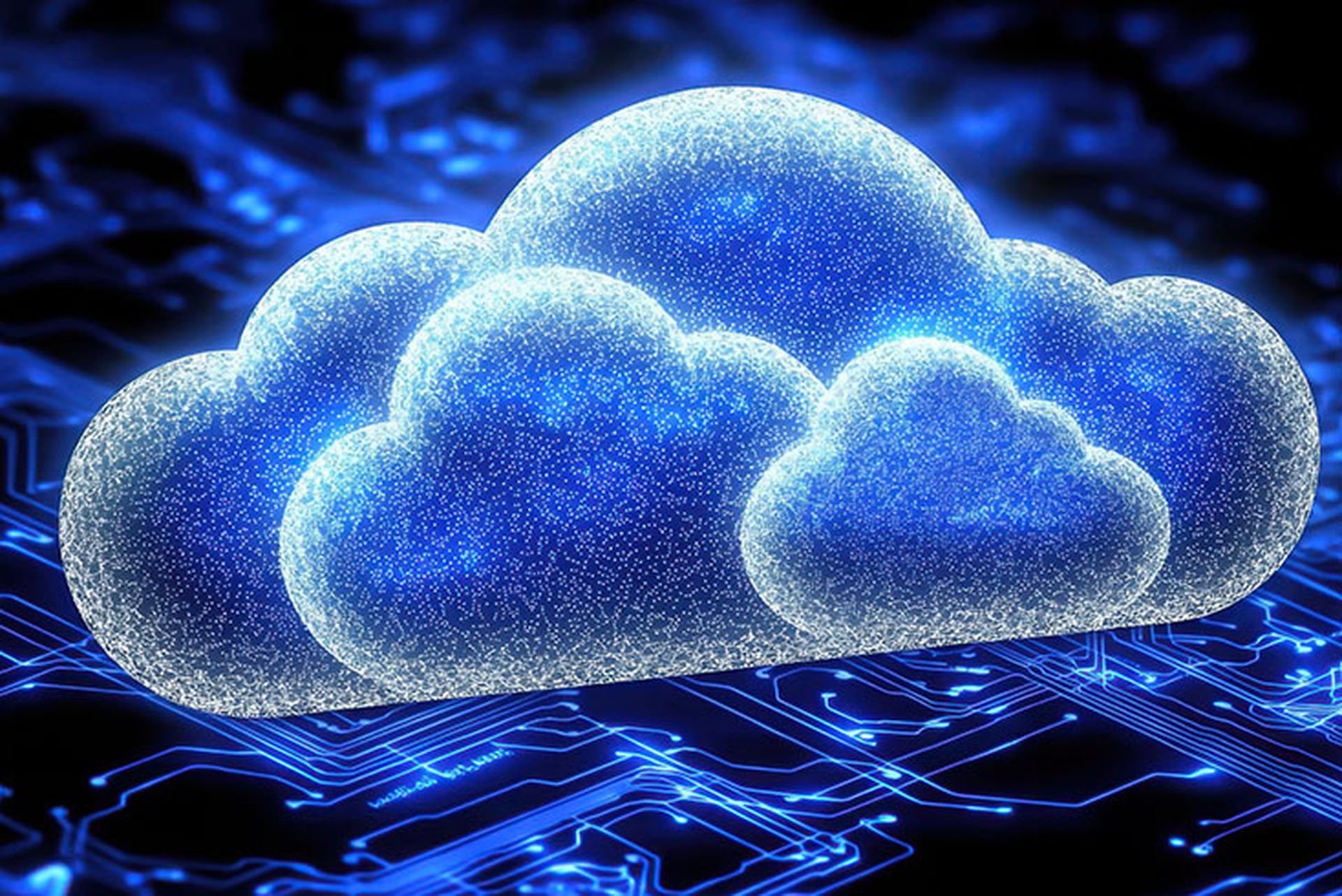 Cloud representing advanced ai-powered security solutions integrated with modern circuit technology for cyber protection.