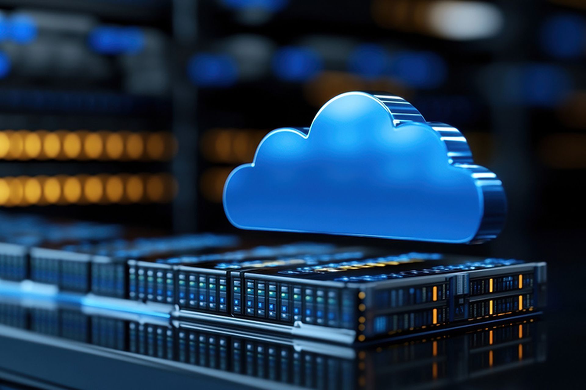 Expansive cloud cover over a digital network representing cloud computing and data server connectivity concept.