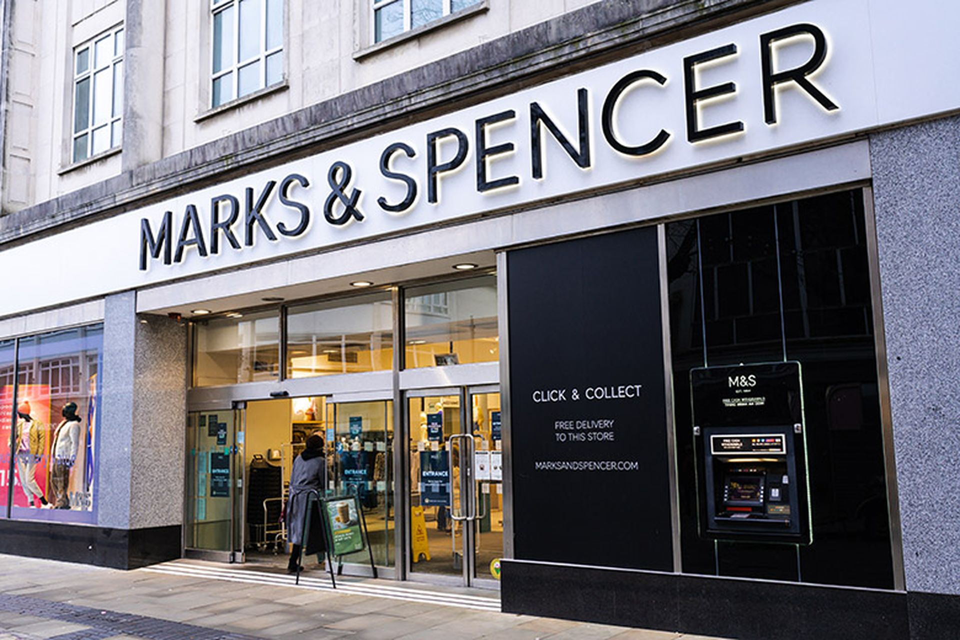 Marks and Spencer shop front with brand logo.