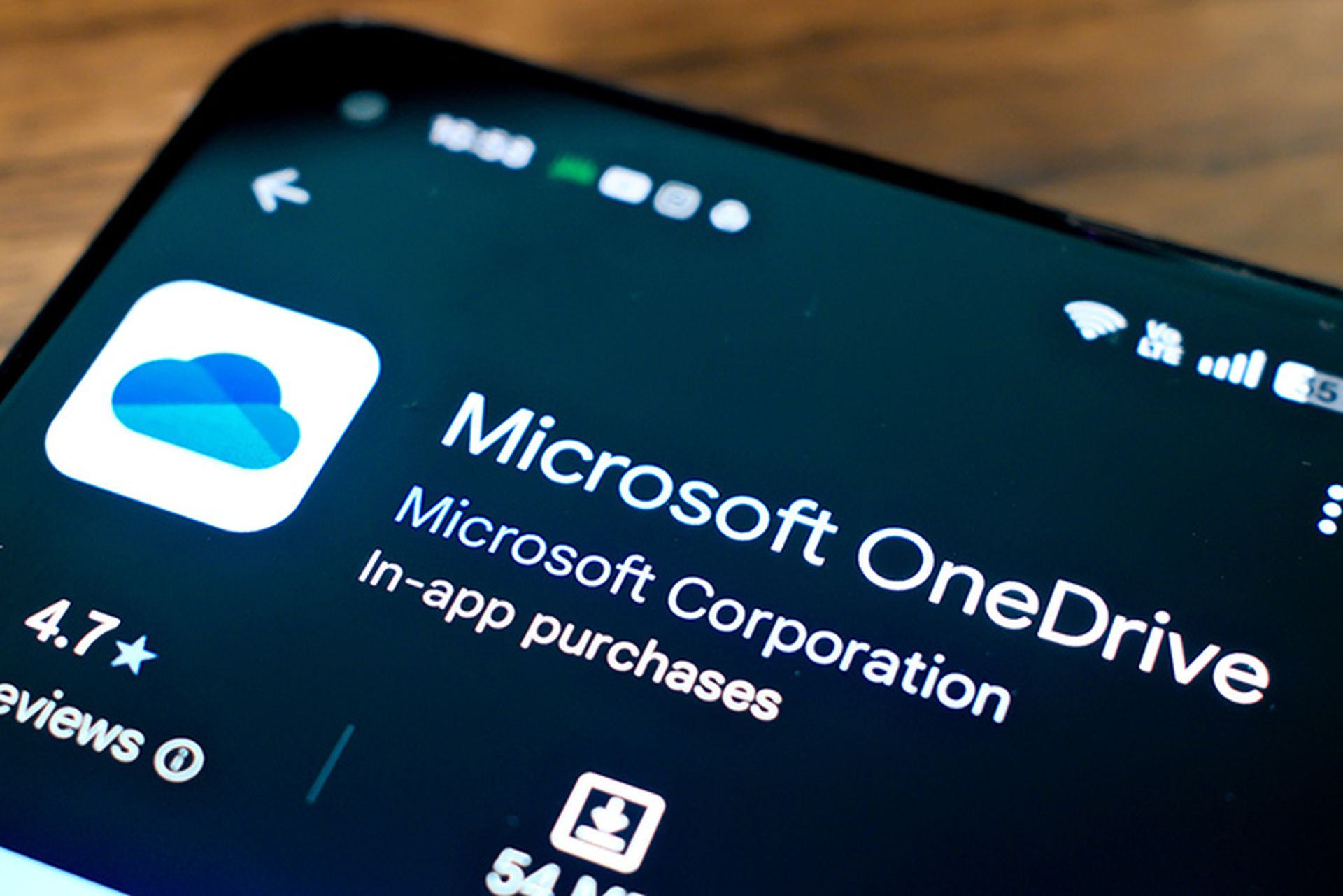 Microsoft OneDrive application on phone screen