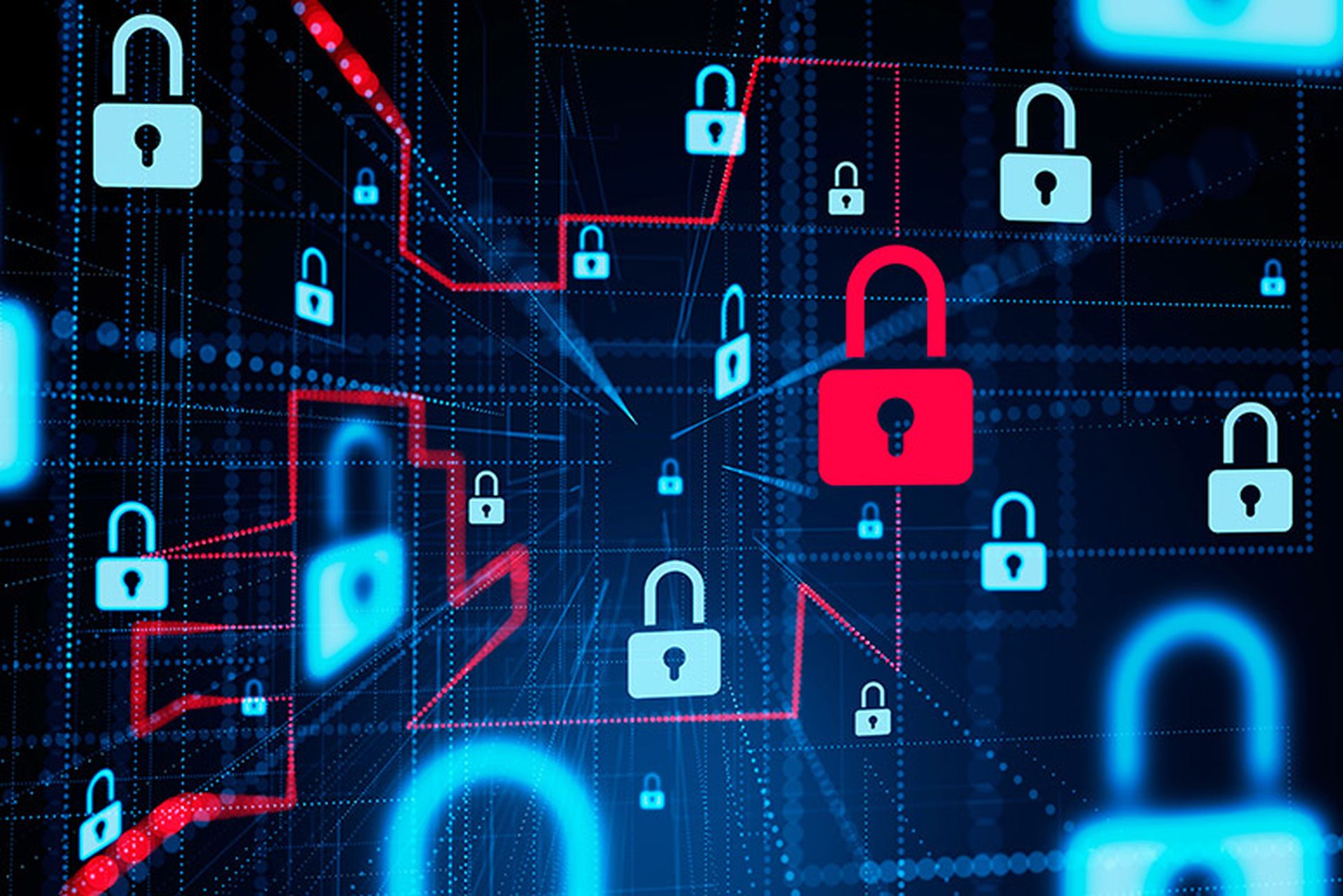 Cybersecurity hologram and lock circuit, cyberattack and protection