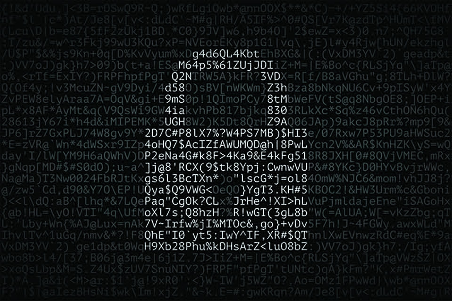 White silhouette of padlock made from different letters, numbers and special symbols. Concept of password-protected digital data and information security, computer technology