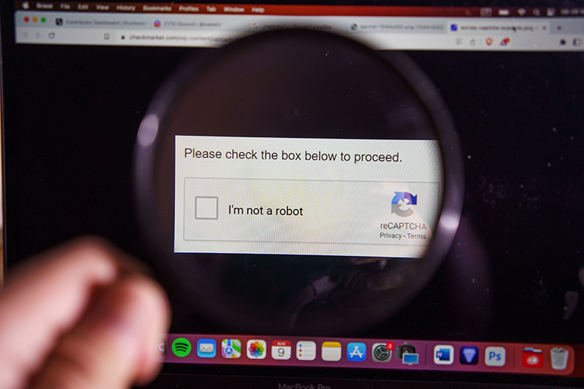 reCAPTCHA on windows screen. Checkmark to prove that you are not robot.